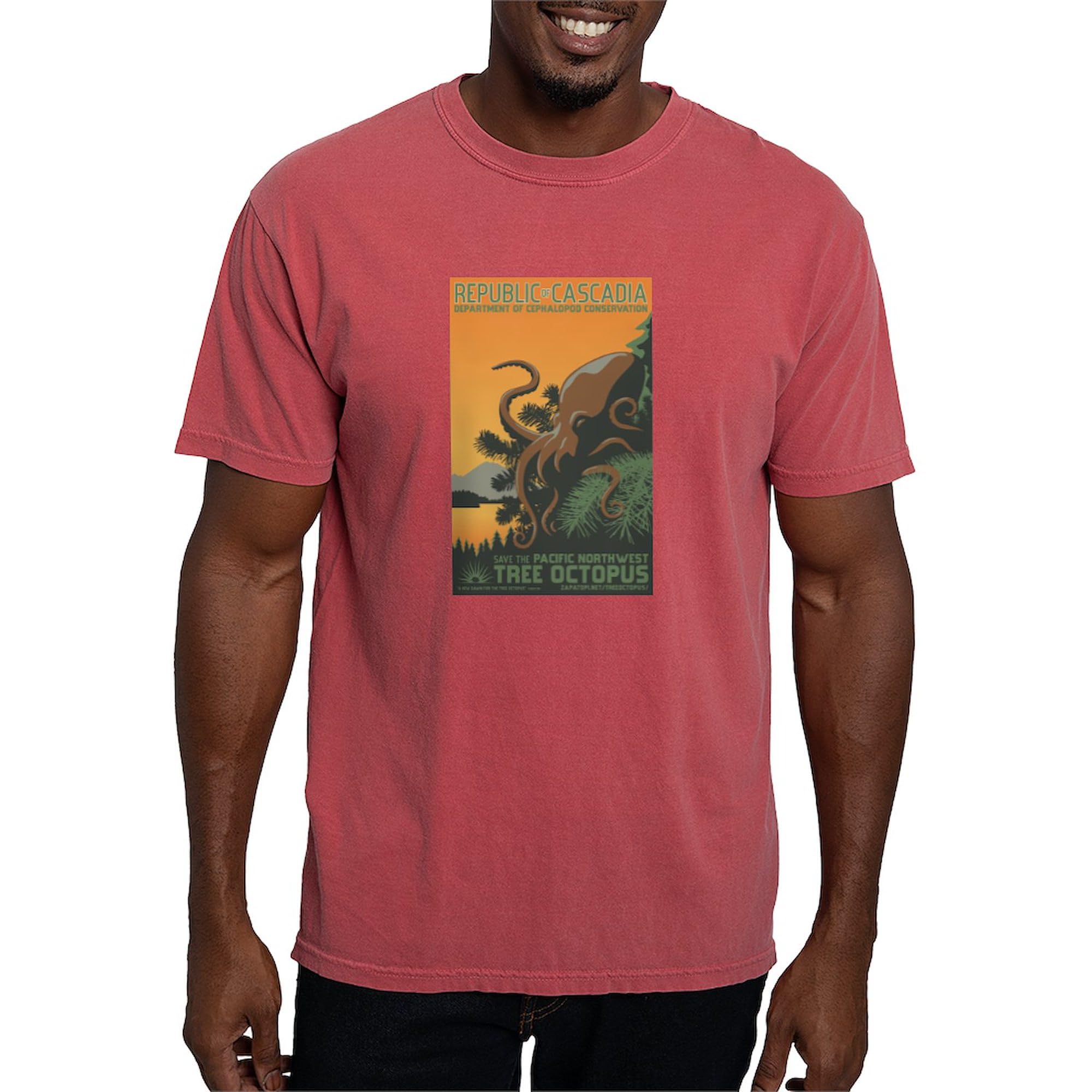 Comfort Colors Men's A New Dawn Tree Octopus T-Shirt by CafePress | Funny Graphic Tee for Casual Wear, Gifts & Outdoor Activities