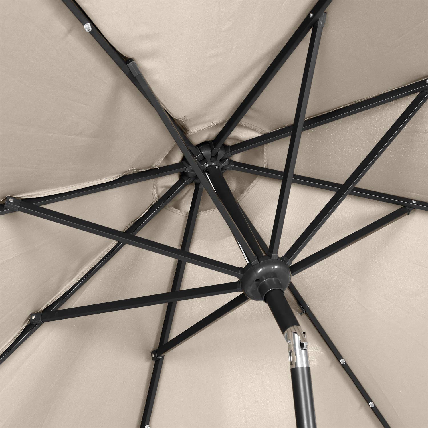 10Ft Outdoor Lighted Patio Umbrella with Tilt & Crank - Waterproof Market Umbrella for Garden, Deck, Backyard, Pool - Perfect for Dining, Lounging, and Outdoor Entertaining