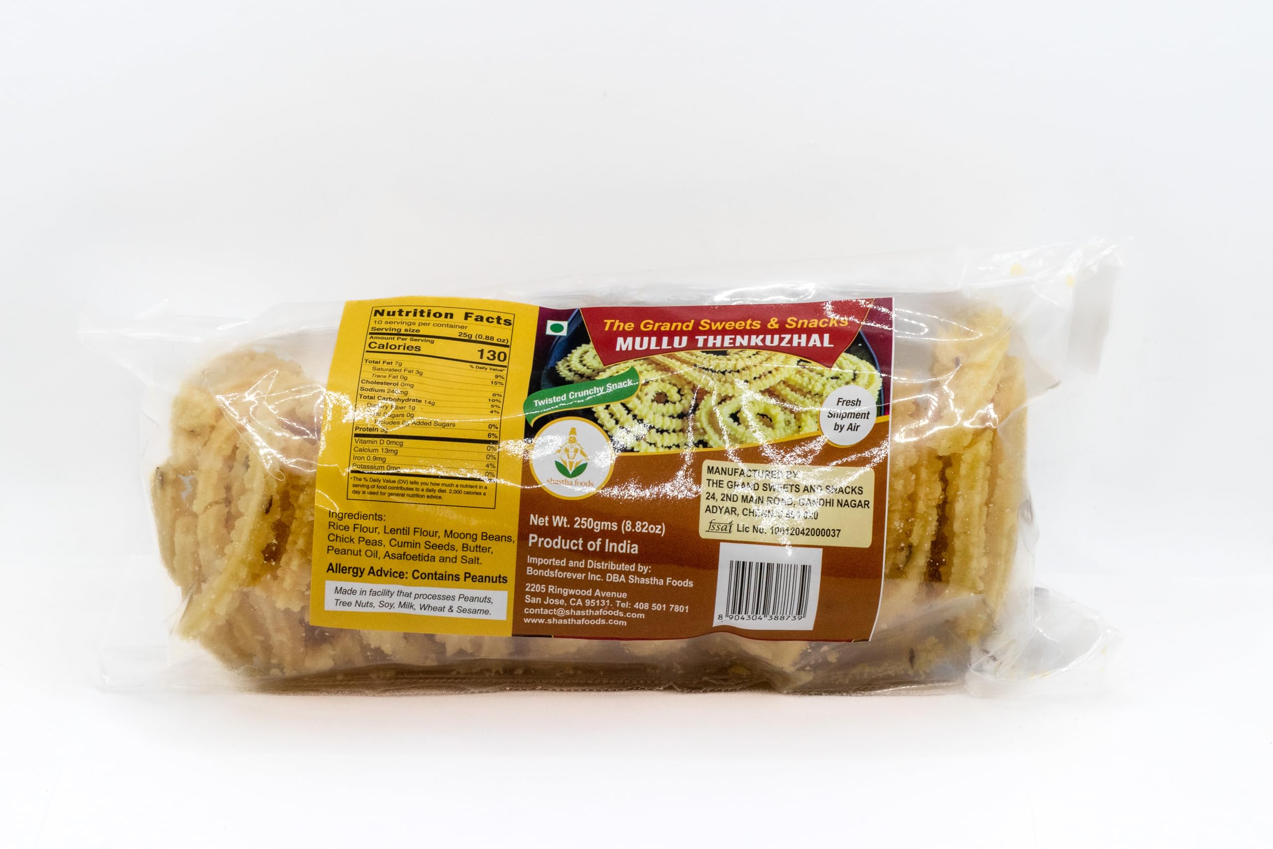 Grand Sweets and Snacks (GSS) Mullu Thenkuzhal - Traditional Indian Snack (Pack of 5, 250g Each) | Perfect for Tea Time, Festivals & Gifting | Authentic South Asian Crispy Treat