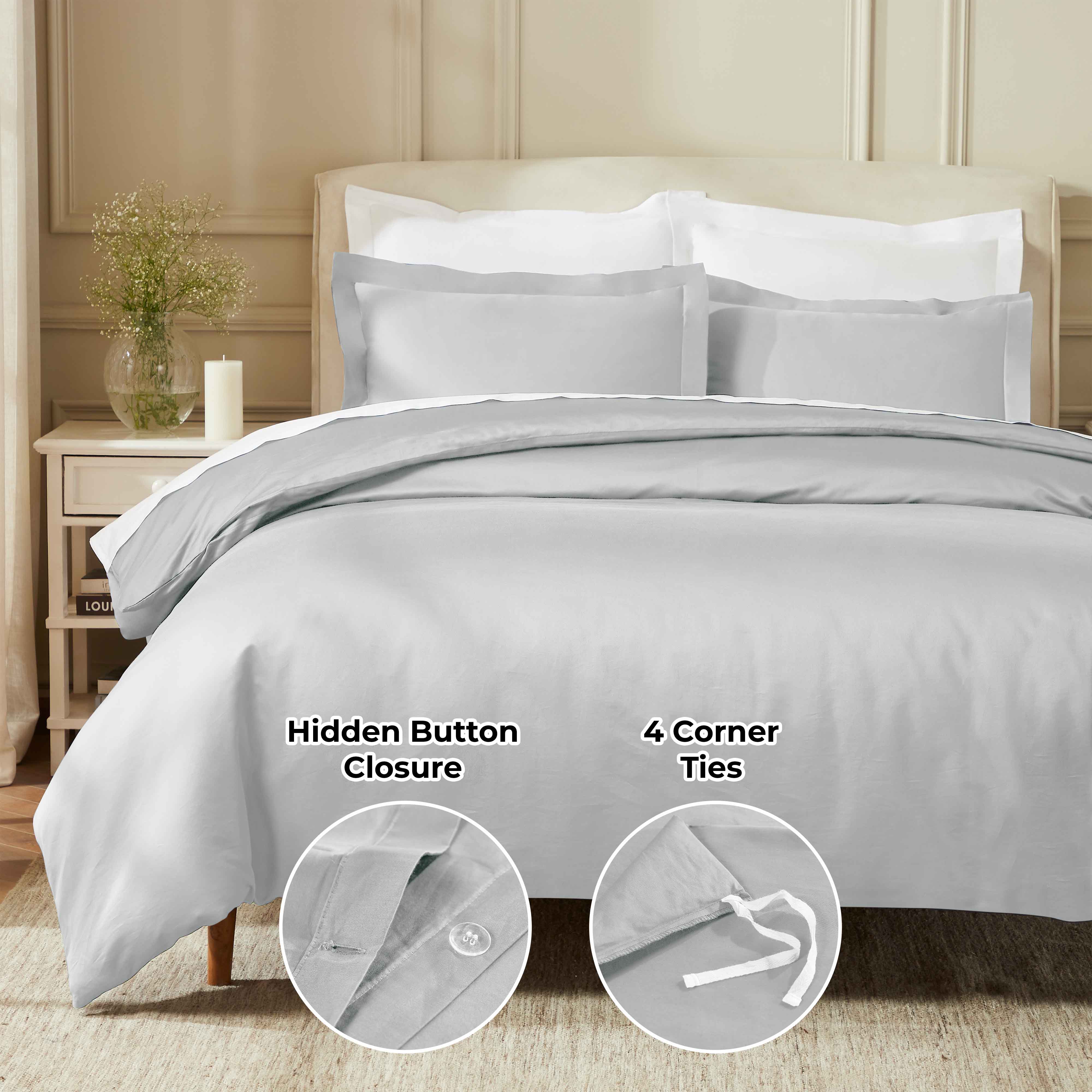 Premium 850 Thread Count Egyptian Cotton Duvet Cover Set - 3 Piece Luxury Bedding for Ultimate Comfort & Breathability - Perfect for Master Bedrooms, Guest Rooms & Hotels