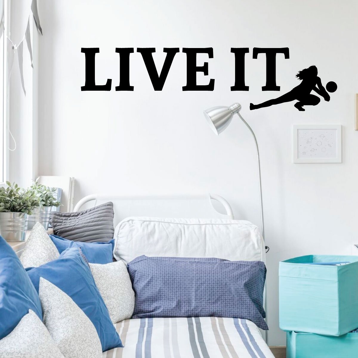 Volleyball Wall Decal - 'Live It' Vinyl Sticker for Girls Bedroom & Playroom - Sports Themed Room Decor - Perfect for Volleyball Lovers & Teen Athletes