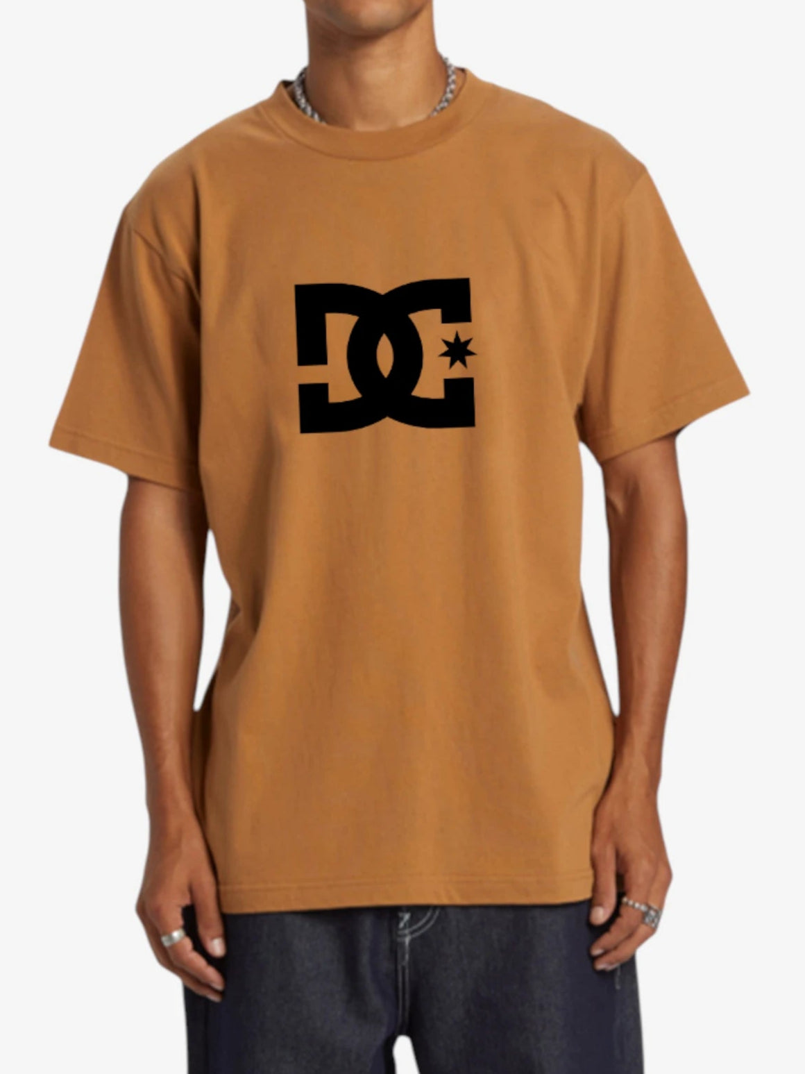 DC Star Brown & Black T-Shirt for Men - Casual Graphic Tee for Streetwear, Skateboarding & Everyday Outfits