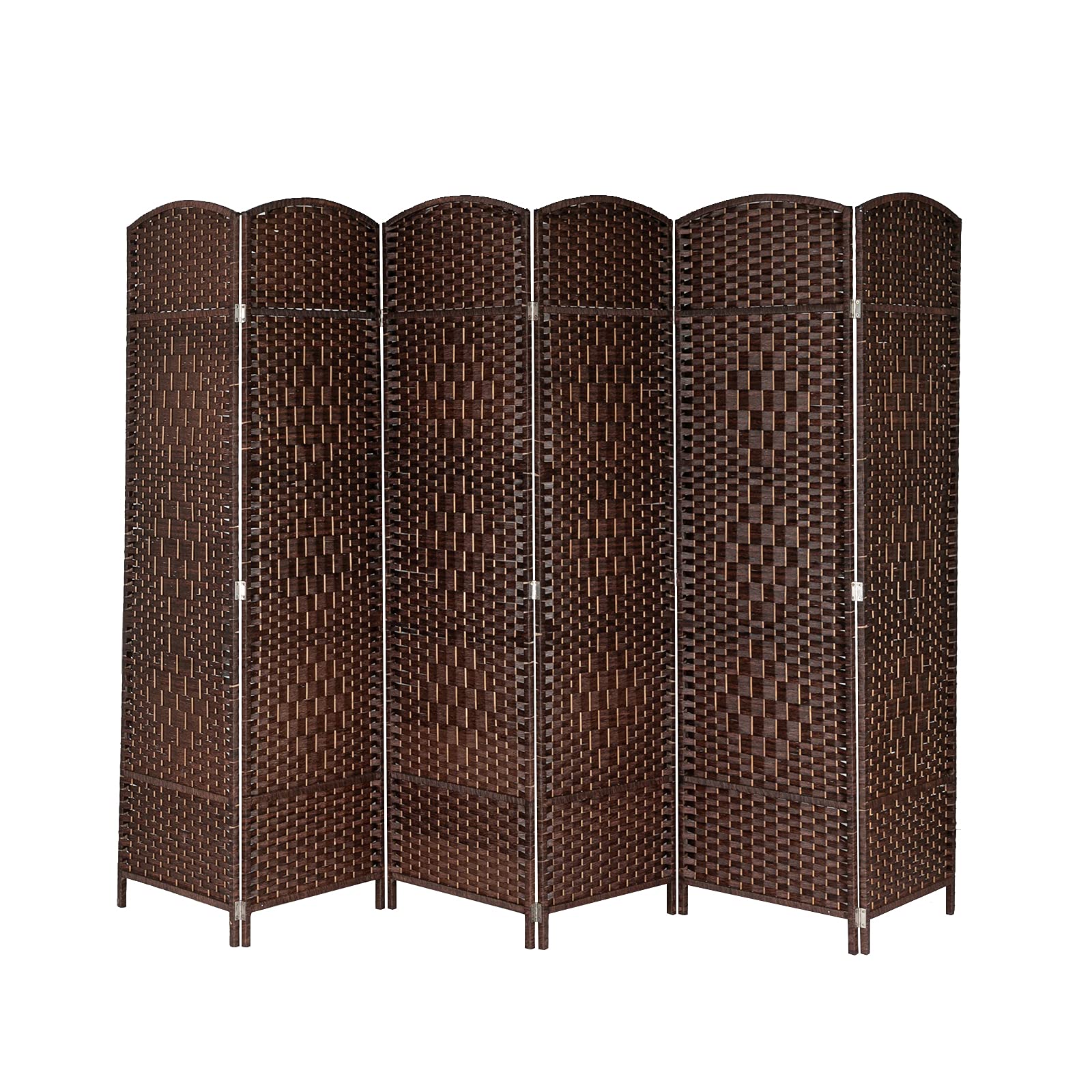 HomVent 6-Panel Freestanding Room Divider - Extra Wide Folding Privacy Screen for Office & Home, Double Hinged Temporary Partition - Perfect for Creating Private Spaces in Living Rooms, Bedrooms, and Workspaces (Brown)