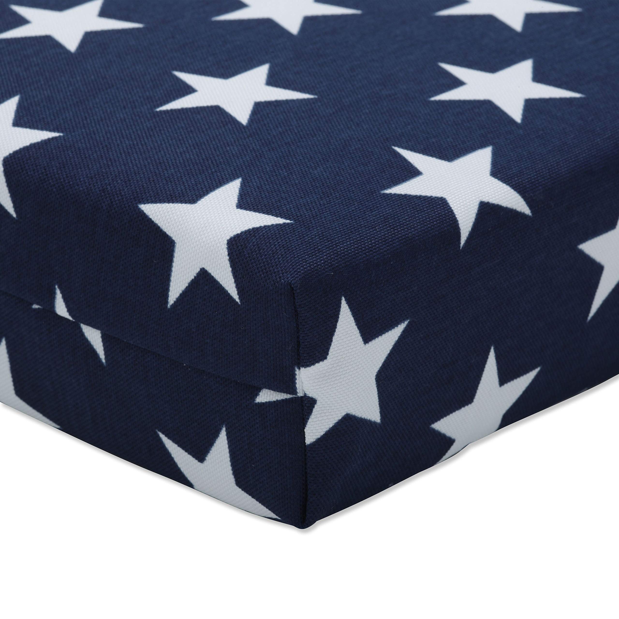 Pillow Perfect Americana Indoor/Outdoor Square Chair Cushion 20x20 Inches - Blue & White Macey (2 Pack) - Plush Fiber Filled with Ties, Weather & Fade Resistant - Perfect for Patio Furniture, Porch Rockers & Outdoor Seating