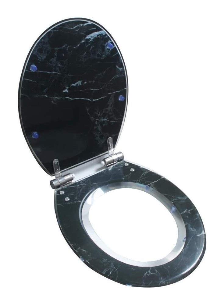 Durable Soft Close Toilet Seat Cover - Quiet Slow Closing Hinges, Easy Installation & Cleaning, Comfortable Bathroom Upgrade (Black) - Perfect for Home, Office & Commercial Use