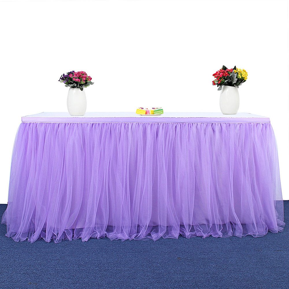 LOLPI Romantic Purple Gauze Tablecloth - Elegant Table Cover for Wedding, Birthday, Christmas Party & Baby Shower Decorations | Perfect for Dining Table, Buffet Setup & Special Event Centerpieces