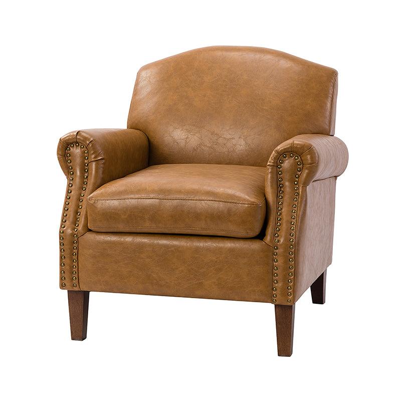 Gianfranco Vegan Leather Armchair with Sturdy Wooden Legs - Modern Vegan Leather Lounge Chair for Living Room, Office & Reading Nook - Eco-Friendly Faux Leather Accent Chair