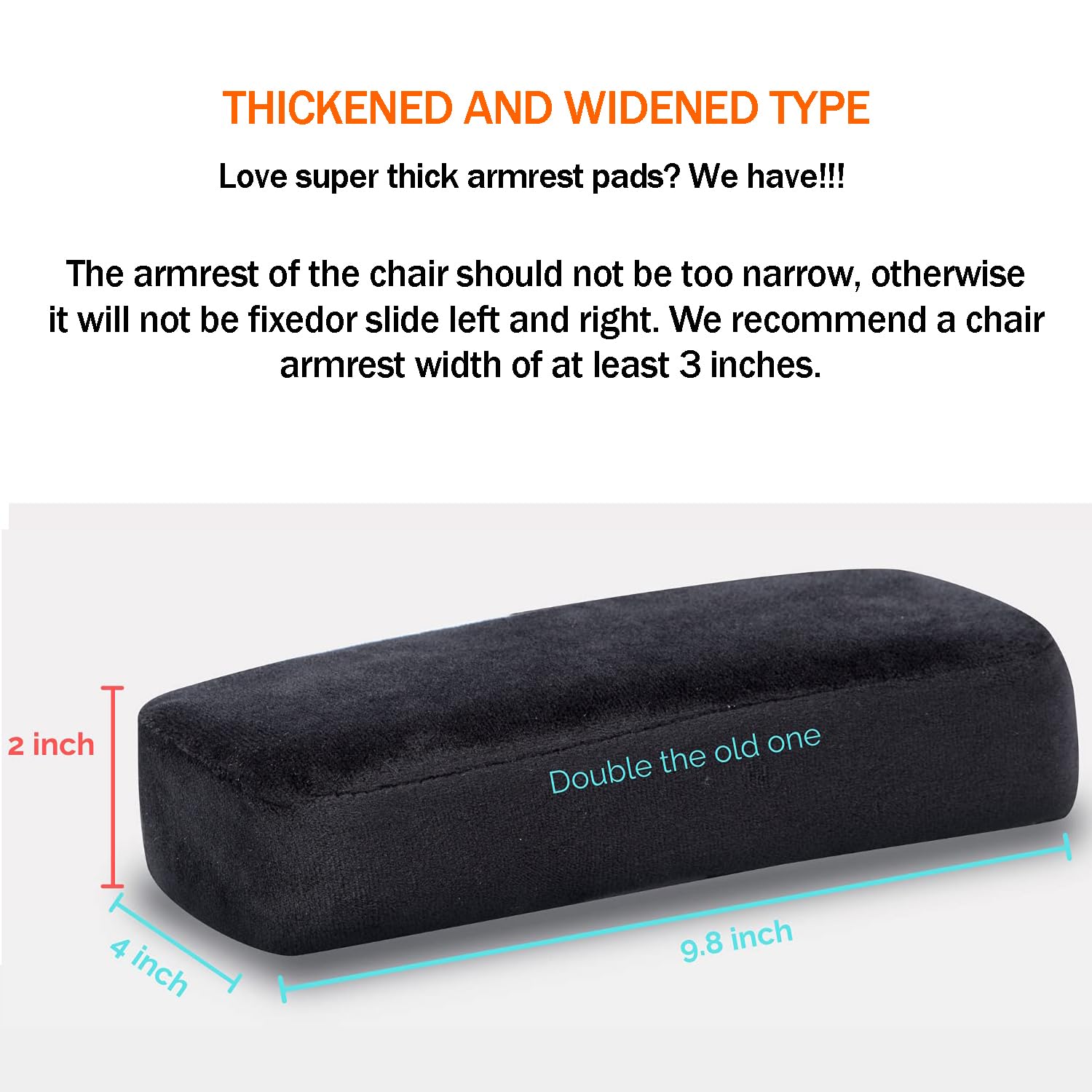 Memory Foam Armrest Covers for Office & Gaming Chairs - Pressure Relief Arm Chair Cushions, Set of 2 (Black) - Perfect for Home Office, Workstation & Long Computer Sessions