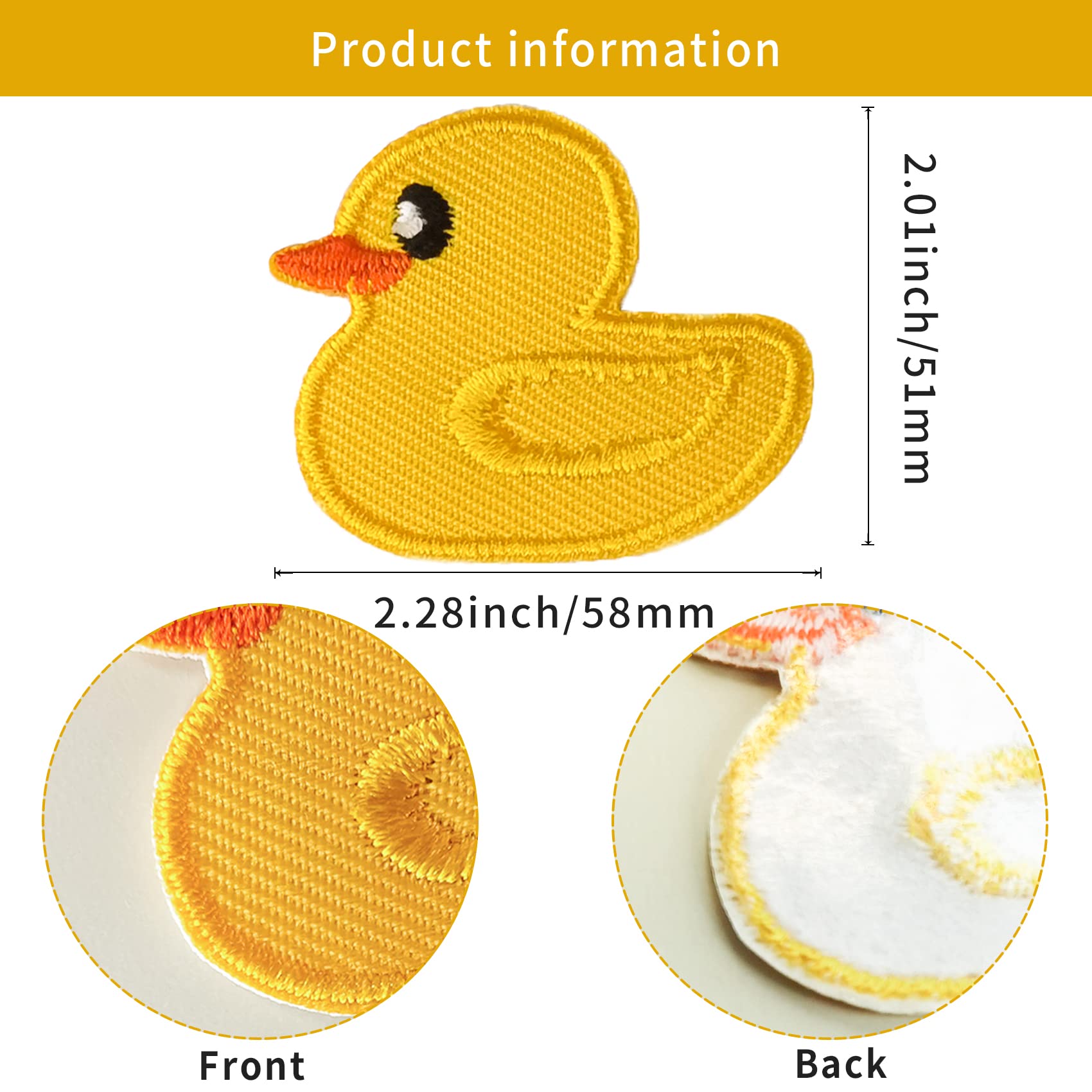 10 Pieces 2.28 Inch Cute Yellow Duck Embroidered Iron-On Patches for DIY Clothes, Jackets, Caps - Sewing Craft Decoration for Kids & Adults - Perfect for Costumes, Backpacks, Denim Repair & Fashion Upcycling
