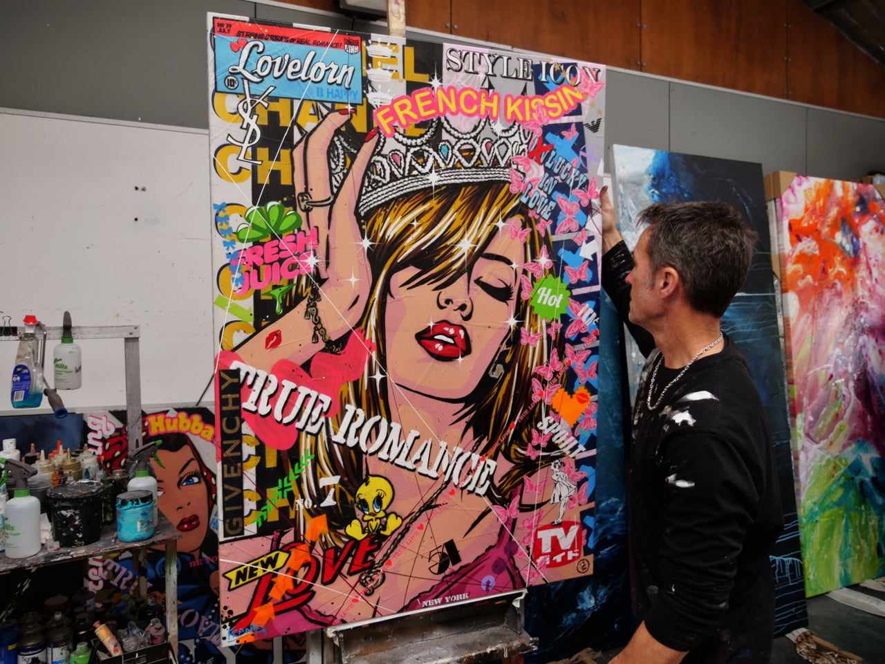 Candy Princess 140cm x 100cm Beauty Queen Textured Urban Pop Art Canvas Painting - Perfect for Living Room, Bedroom, and Office Wall Decor