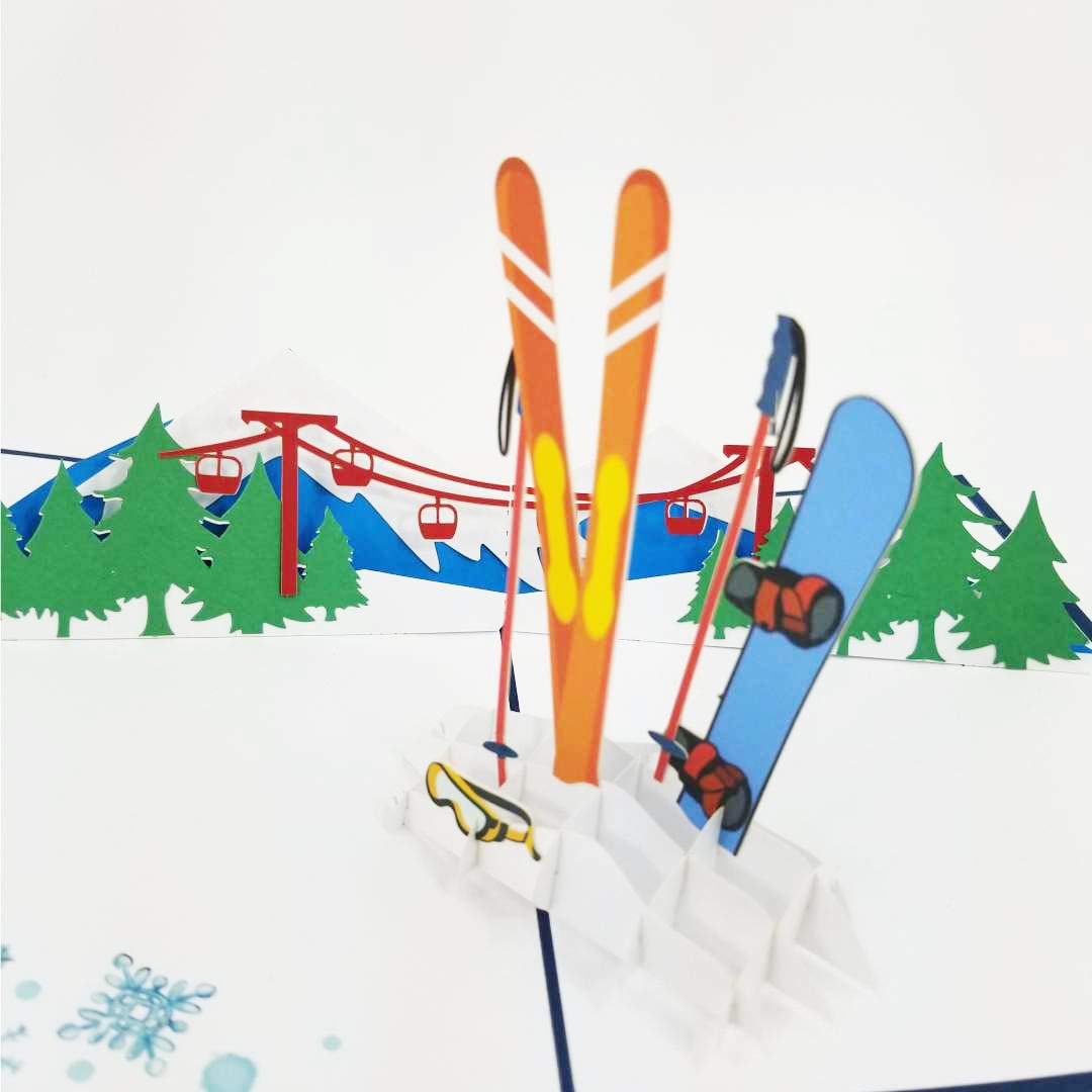 Winter Sports Pop Up Greeting Card for Birthdays, Anniversaries & More - Perfect for Sport Lovers