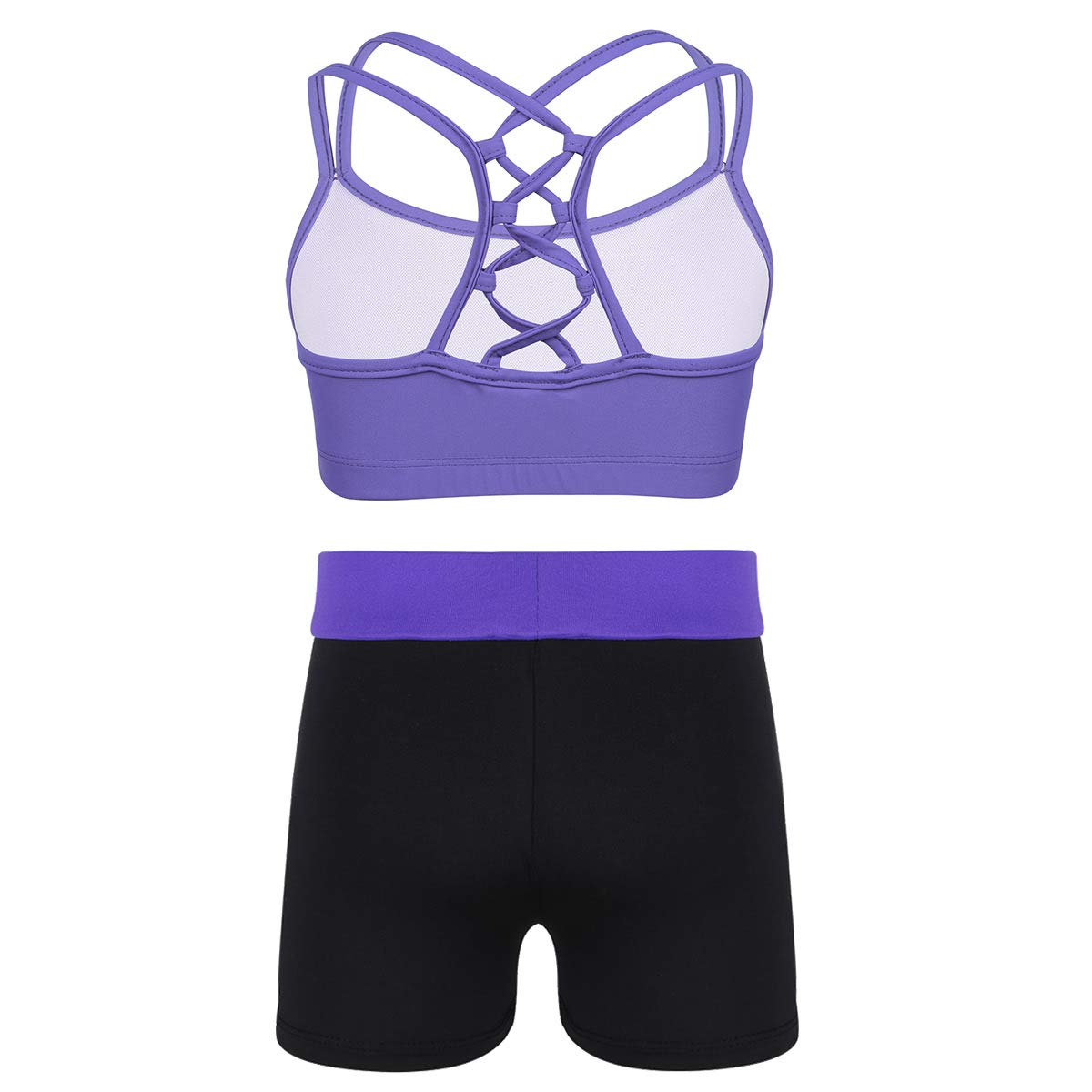 JanJean Girls 2-Piece Athletic Outfit - Sports Top & Booty Shorts Set for Dance, Gymnastics, Workout & Yoga | Comfortable Kids Activewear for Training & Fitness