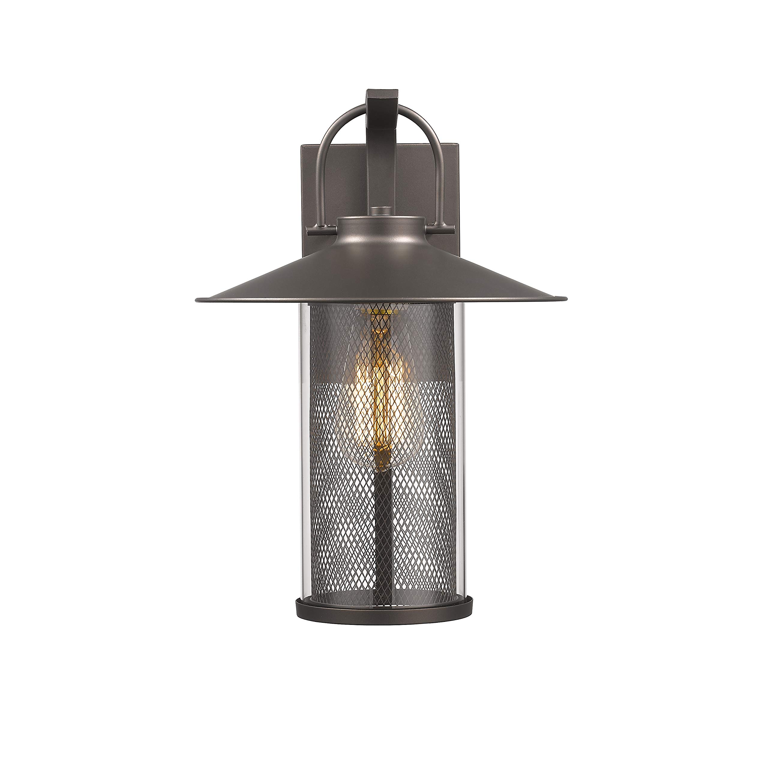 Industrial-Style 1 Light Rubbed Bronze Outdoor Wall Sconce - 14