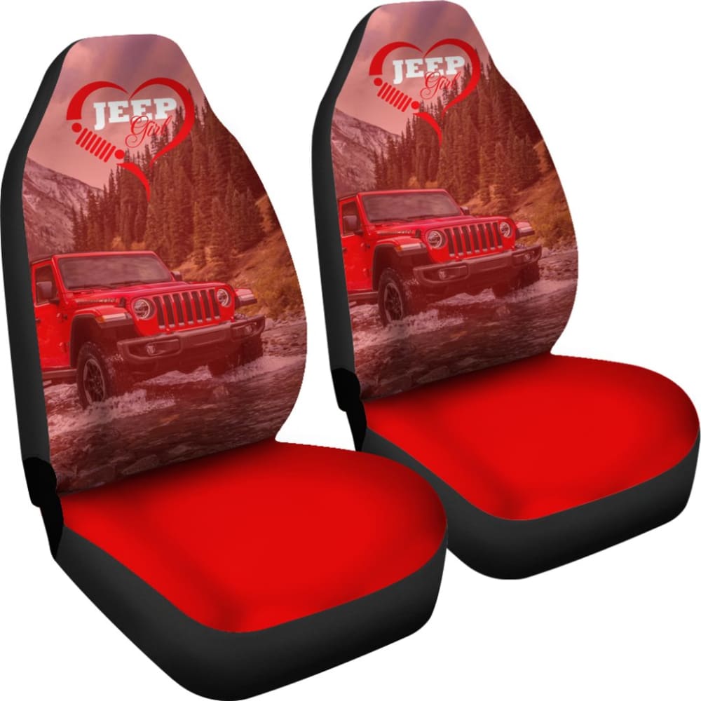 Premium Red Jeep Girl Car Seat Covers 211703 - Waterproof & Durable for Wrangler, Cherokee, Grand Cherokee - Perfect for Off-Road Adventures & Daily Commutes