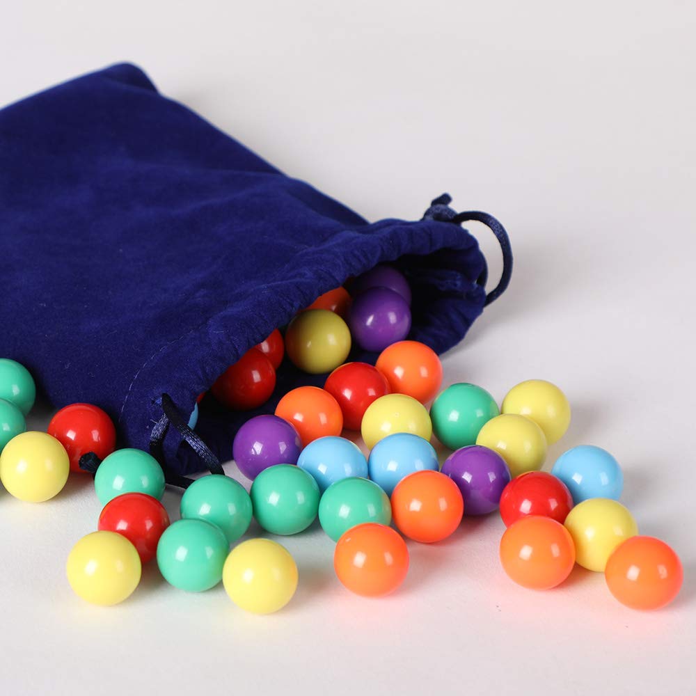 60 Pcs 16mm Replacement Marble Balls for Chinese Checkers & Marble Run Games - 6 Vibrant Colors - Perfect for Board Games, Kids STEM Toys & Family Game Night Activities
