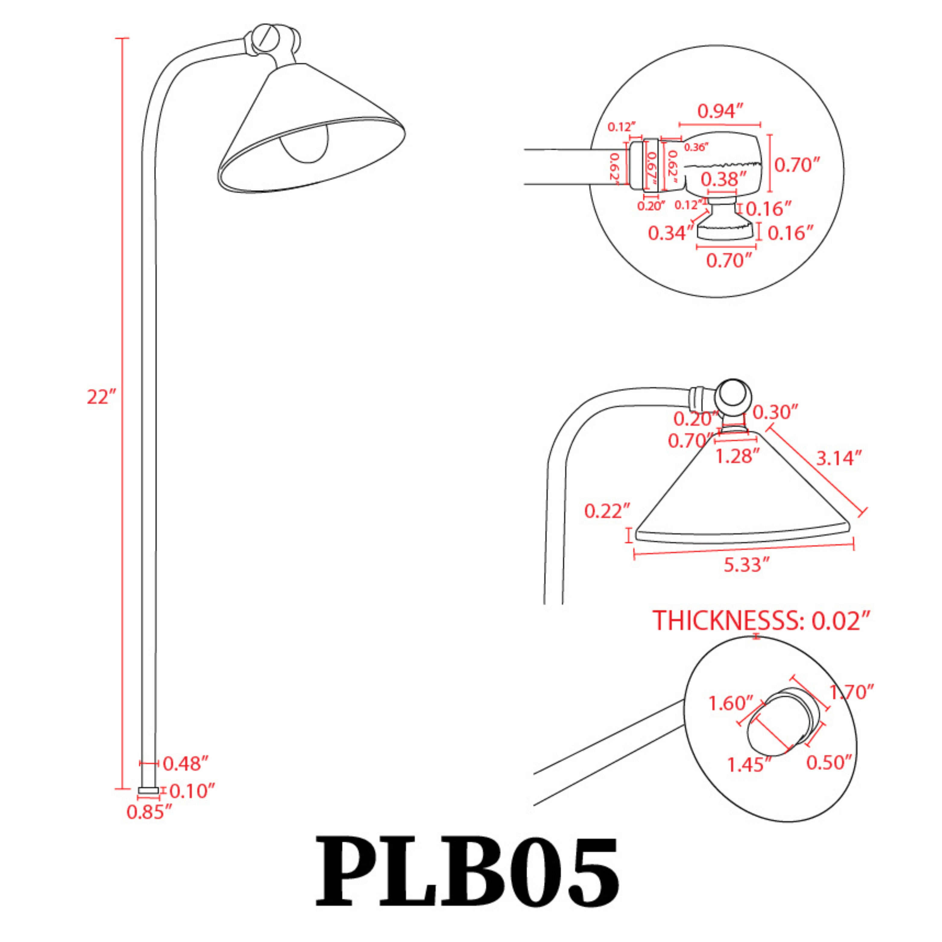 PLB05 LED Low Voltage Landscape Brass Pathway Light - Durable Outdoor Lighting for Gardens, Walkways, and Driveways