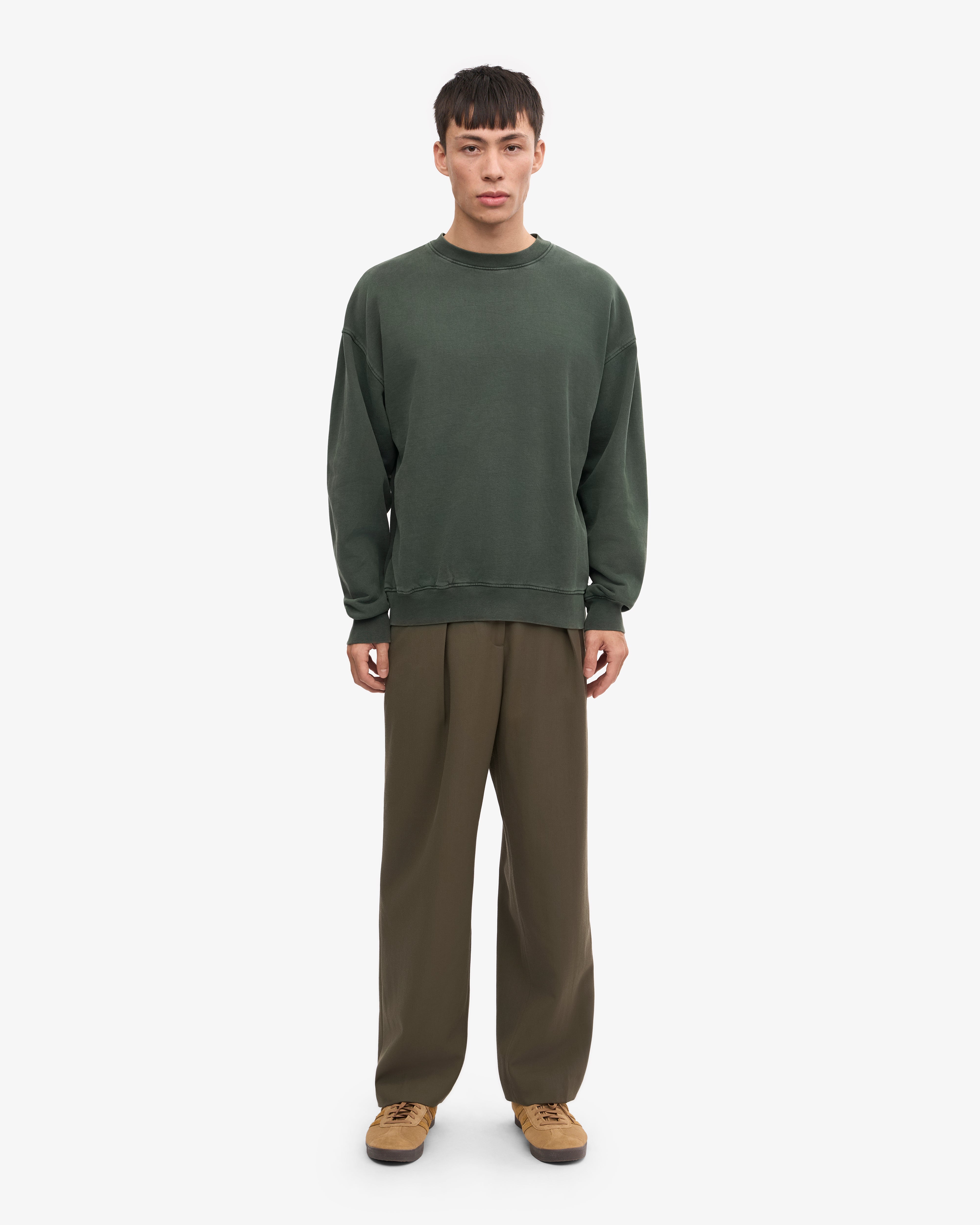 Organic Oversized Crewneck Sweatshirt - Midnight Forest Green | Cozy Loungewear for Women & Men | Perfect for Casual Wear, Relaxing at Home & Outdoor Activities