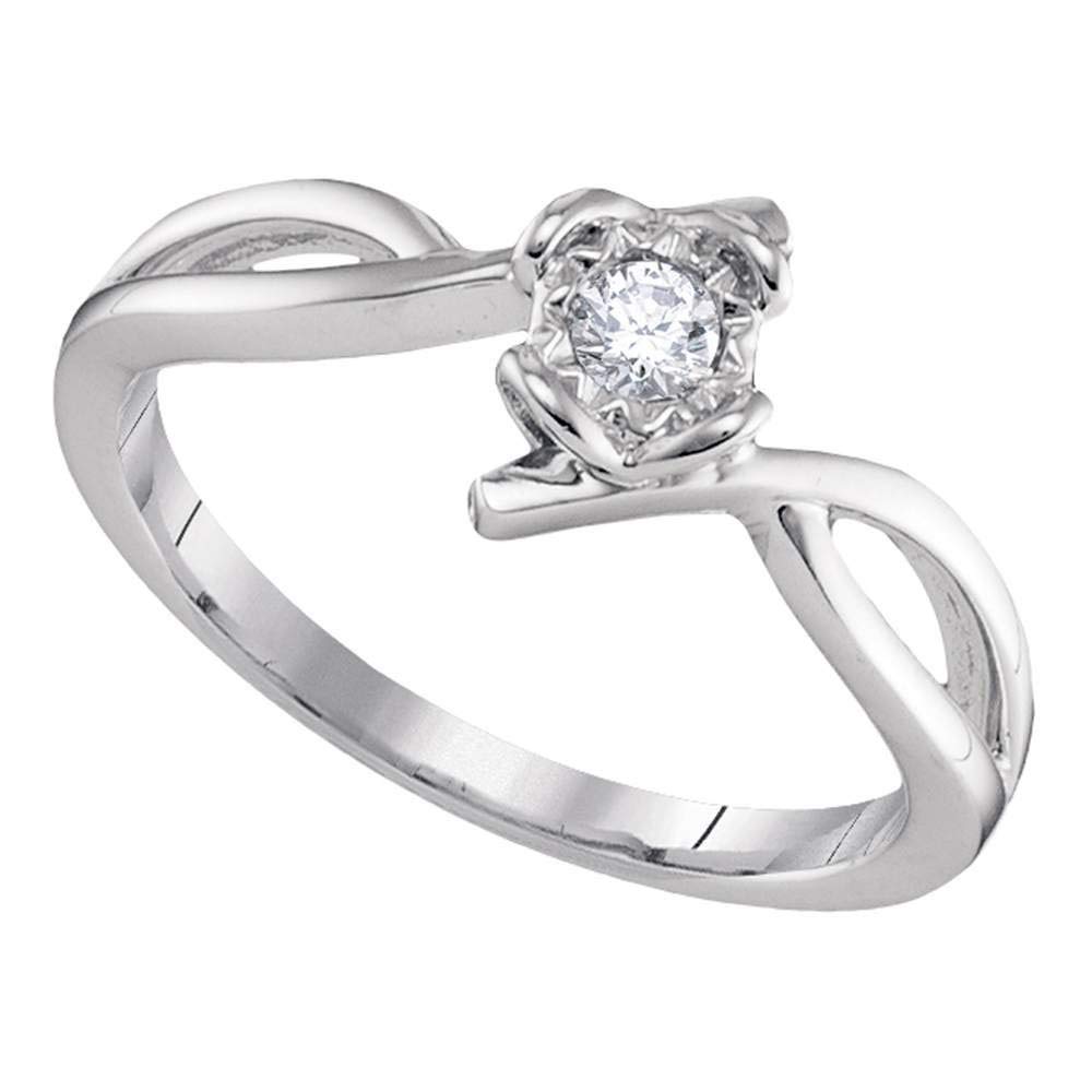 10K White Gold Women's Round Diamond Solitaire Promise Ring - 1/8 CTTW - Perfect for Engagements, Anniversaries & Special Occasions