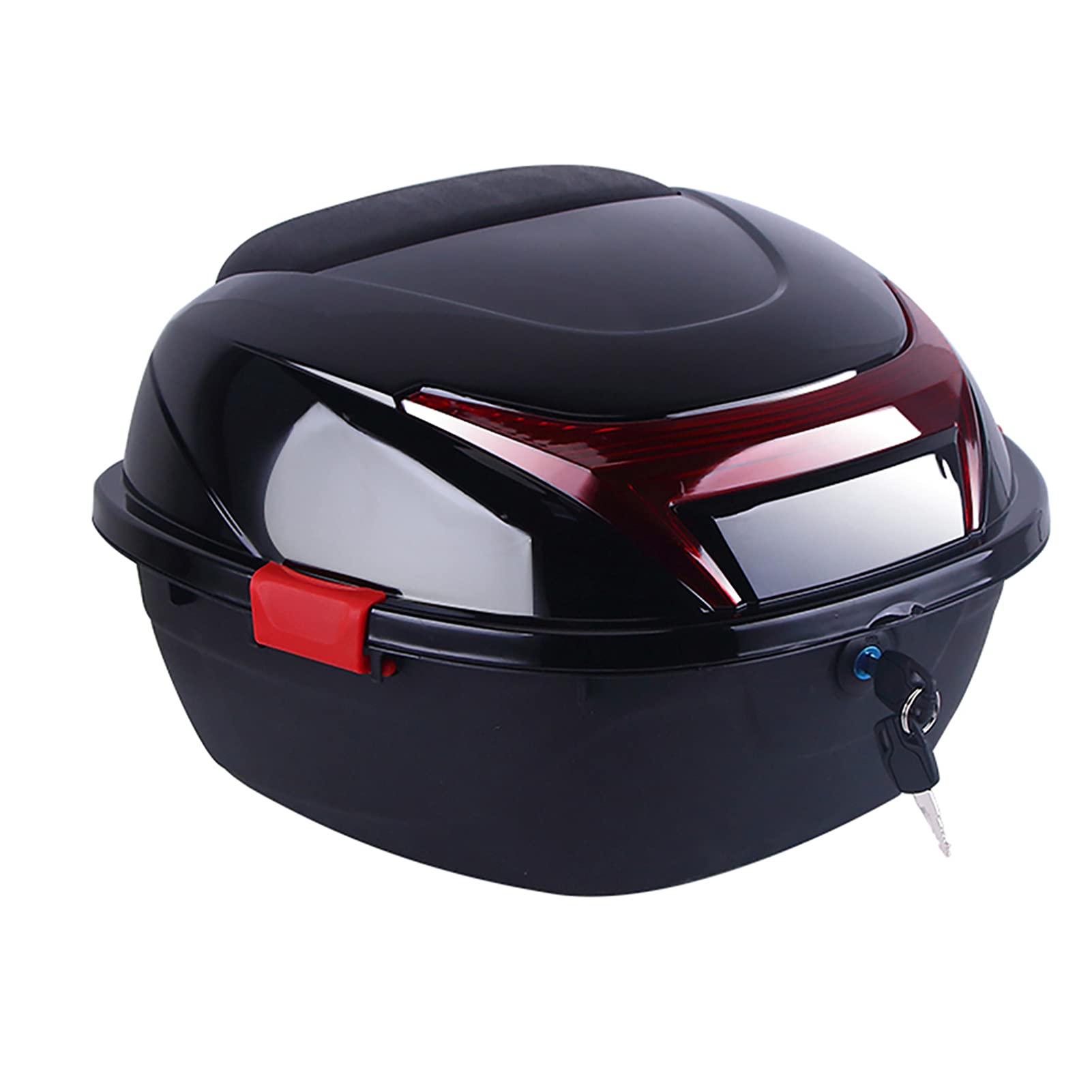 Universal Motorcycle Rear Top Box - 50L Hard Luggage Storage Case with Mounting Hardware & Soft Backrest, Waterproof Tail Trunk for Helmet & Gear - Perfect for Touring, Commuting & Adventure Rides