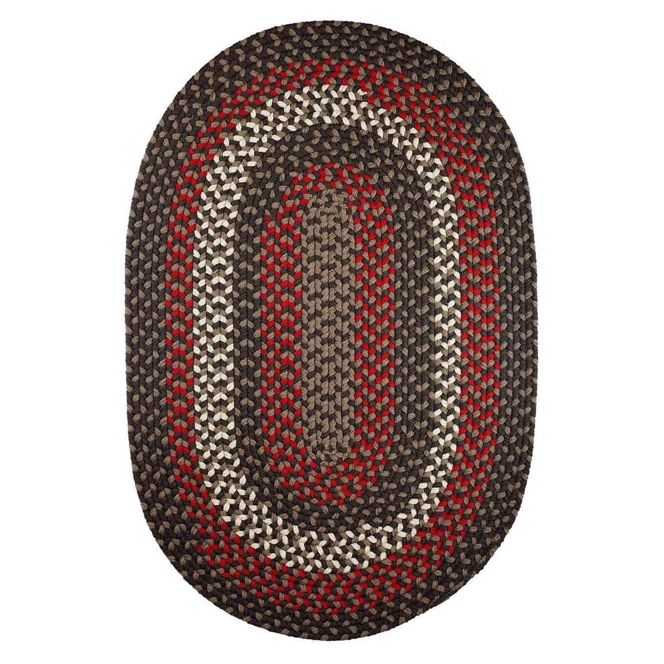 Rhody Rug Mission Hill Indoor/Outdoor Braided Area Rug - 4' Round Reversible High Traffic Rug in Black - Perfect for Living Room, Patio & High Traffic Areas