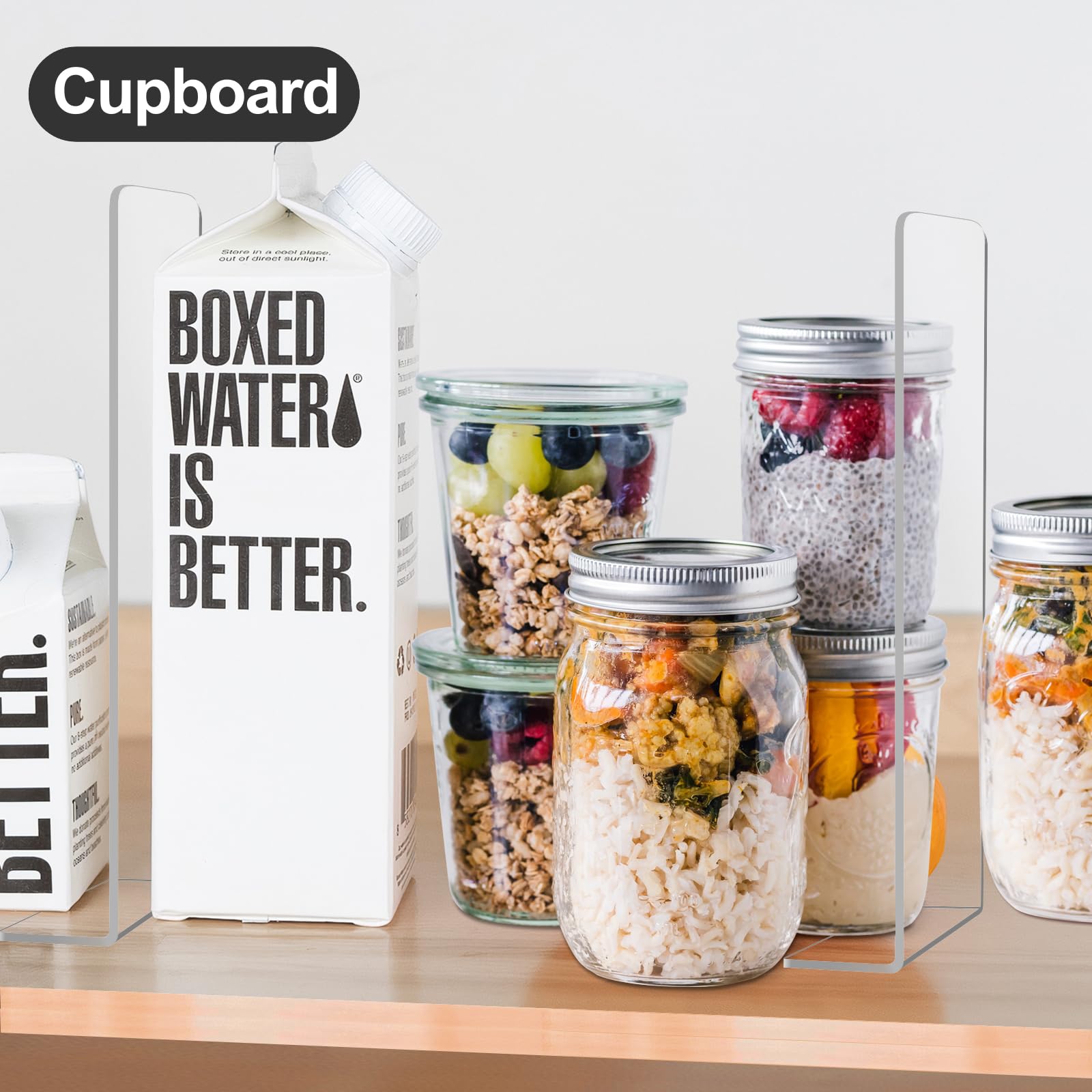 Clear Plastic Acrylic Closet Shelf Dividers - 8 Pack Tall Cabinet Organizers for Wood Shelves & Closets - Perfect for Clothing, Handbags & Shoe Storage - Space Saving Home Organization Solution
