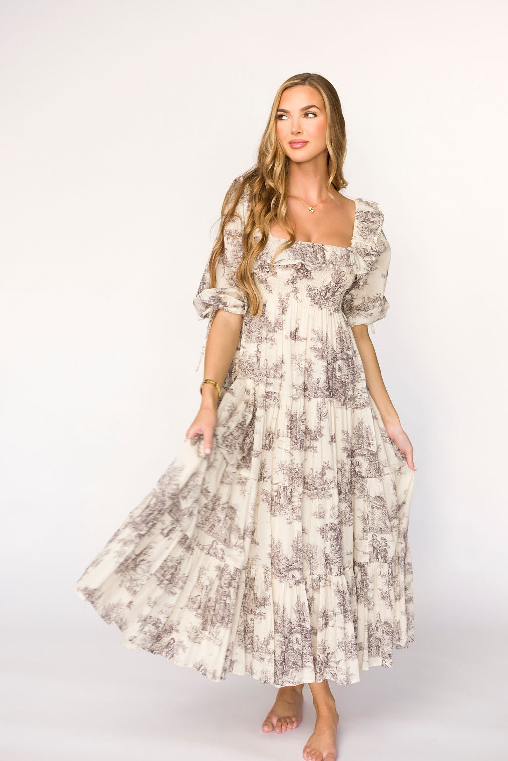 Amali Ivory Maternity Dress - 100% Cotton Bump-Friendly Pregnancy Dress for Baby Shower, Photoshoot & Special Occasions