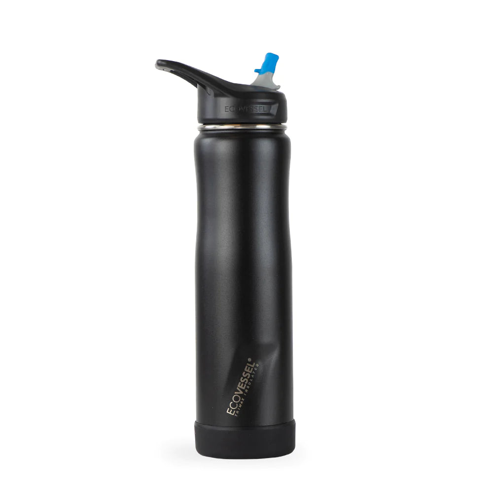 EcoVessel Summit 24oz Insulated Stainless Steel Water Bottle with Straw - Leakproof, BPA Free, Keeps Drinks Cold 24Hrs/Hot 12Hrs - Perfect for Hiking, Gym, Work & Outdoor Activities