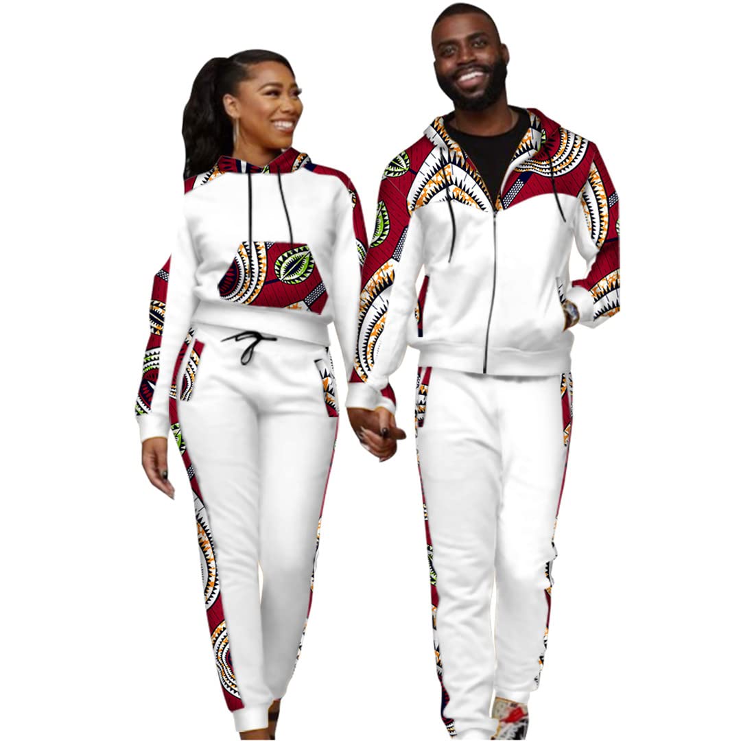 African Print Couple Outfits for Women & Men - 2-Piece Matching Summer Tops & Pants Set (5XL) | Perfect for Beach Vacations, Cultural Events & Romantic Getaways