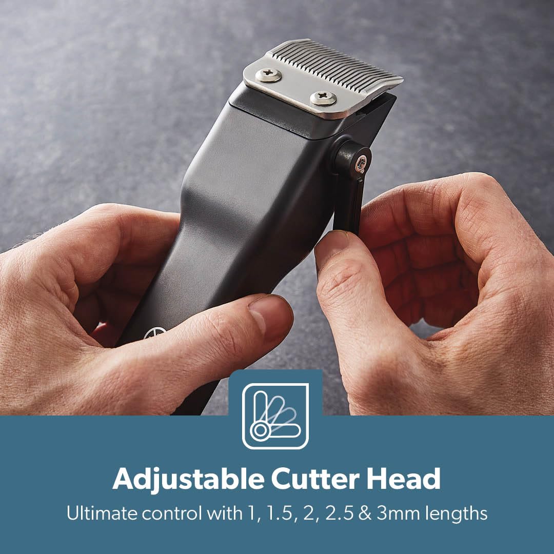 Geepas Professional Cordless Hair Clipper & Beard Trimmer - Rechargeable Battery, Digital Electric Stubble Trimmer for Men - Precise Lines & Smooth Shaving - Perfect for Home Grooming, Travel & Barbershop Use