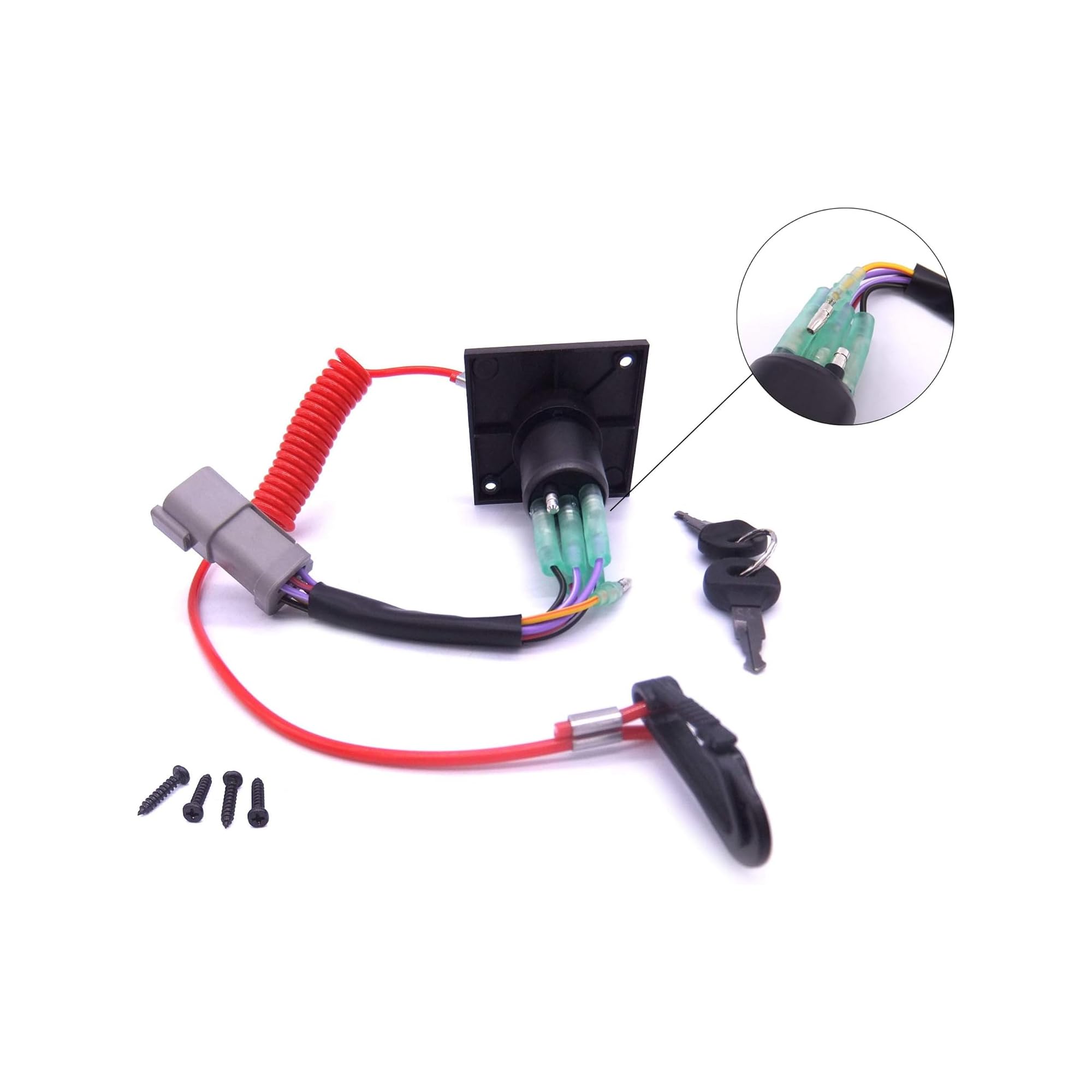 BRP Johnson/Evinrude Single Engine Key Switch Kit 0176408 - Replacement Ignition Switch for Outboard Motors - Perfect for Marine Boating & Fishing Adventures