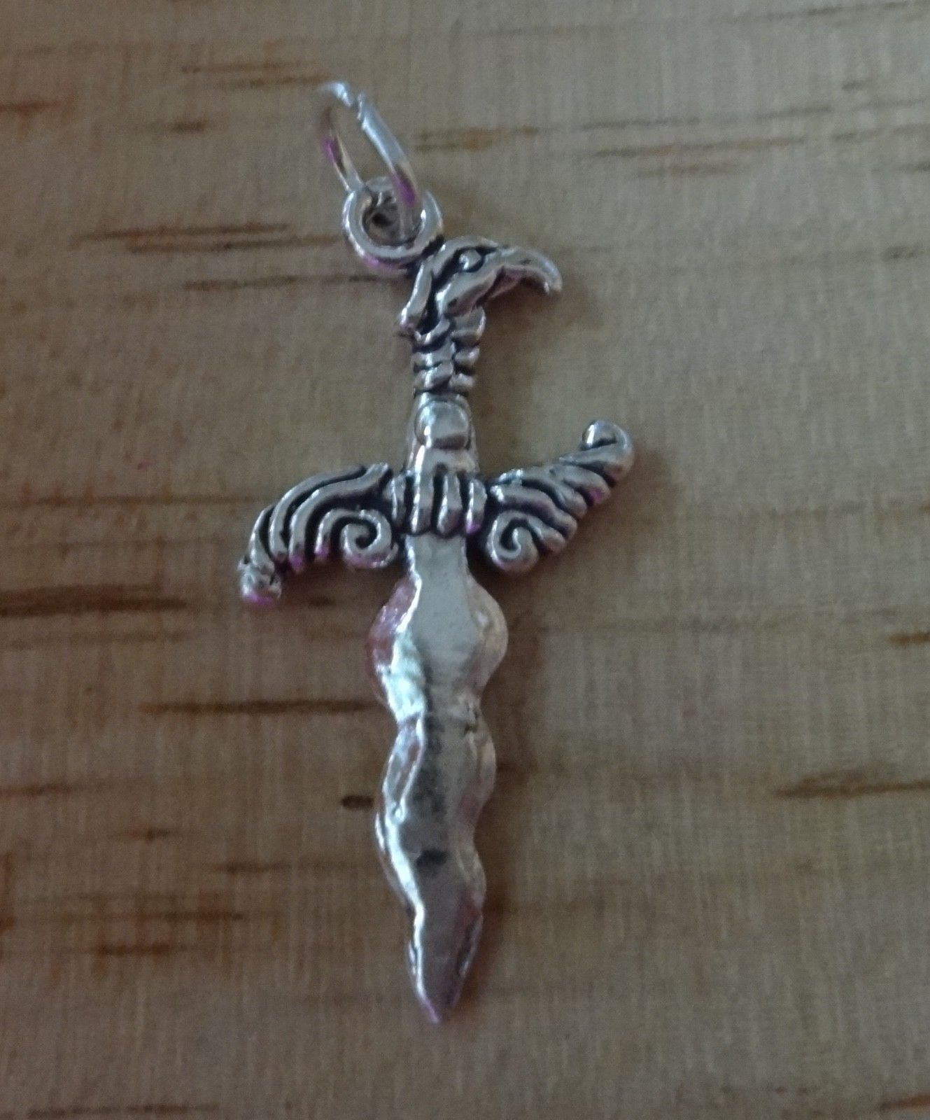 Sterling Silver Eagle Wing Dagger Pendant Charm - Handcrafted Jewelry for Men & Women - Perfect for Gothic, Punk, and Biker Fashion Accessories