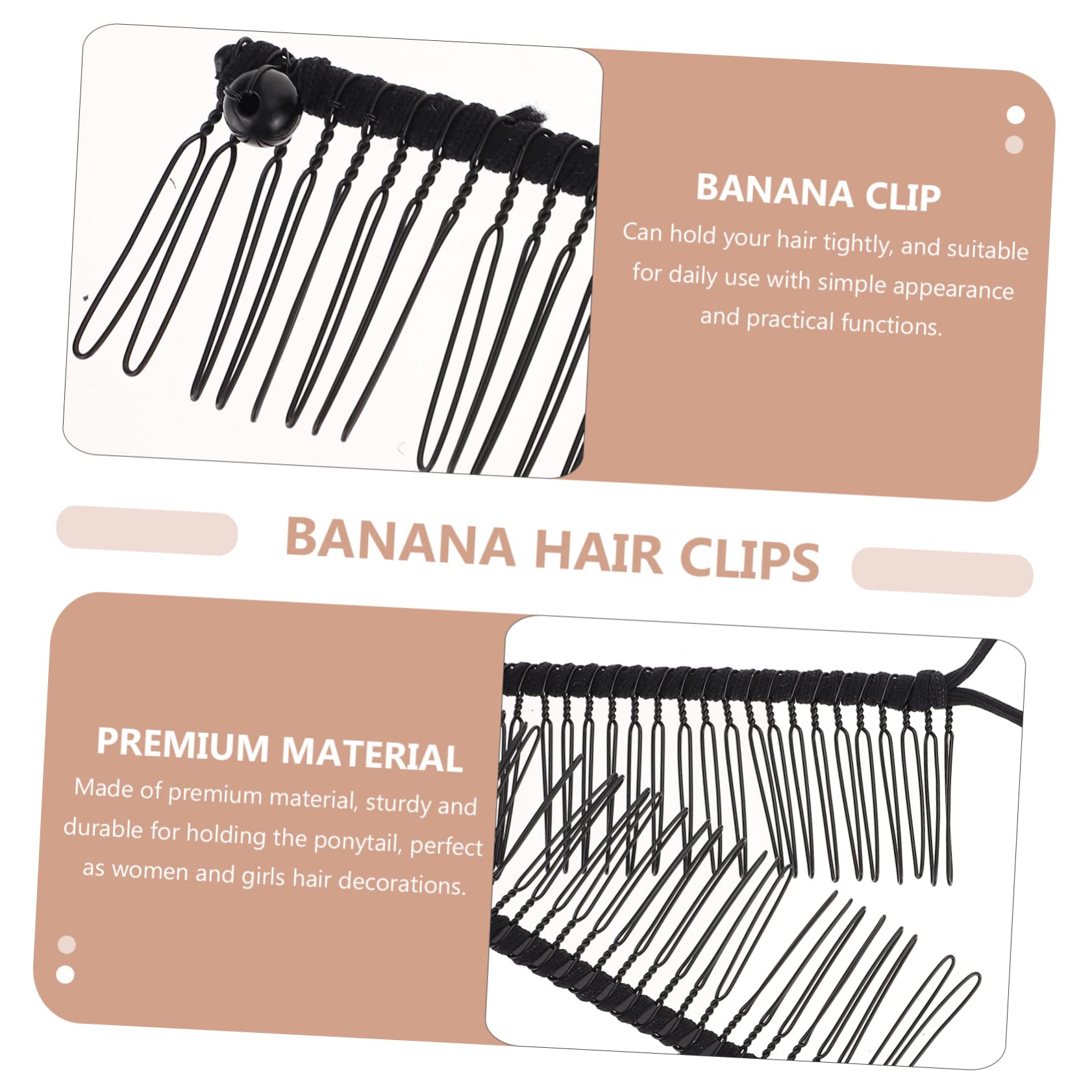 FOMIYES Banana Hair Clip for Women - 2 Pack Black Ponytail Hair Comb Clip with 30 Teeth - Perfect for Styling, Updos, and Everyday Hair Accessories