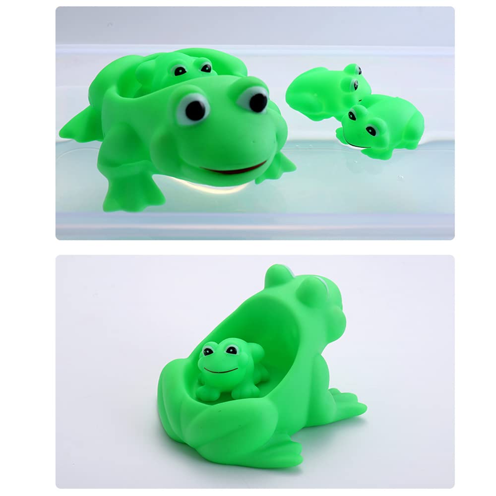 **4Pcs Rubber Green Frog Family Bath Toys - Squeaky Floating Ducks for Toddlers, Boys & Girls - Fun Bathtub & Shower Toys for Baby Playtime**