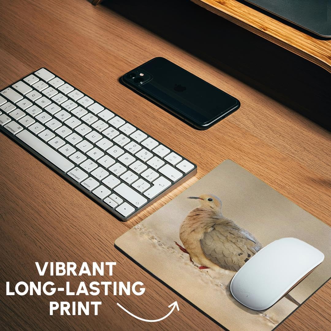 3D Rose Mourning Dove Bird Mouse Pad - Non-Slip Rubber Base, Comfortable for Office & Gaming - Larry Ditto Artwork (US44 LDI0987) - Perfect for Computer Workstations & Home Office Desks