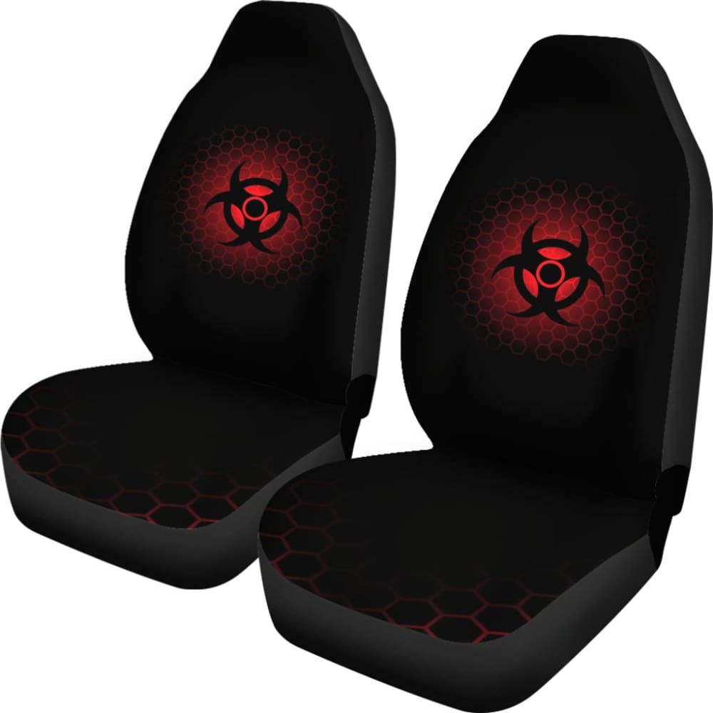 Premium Red Alert Biohazard Car Seat Covers - Waterproof & Durable Protection for Vehicles - Perfect for Emergency Kits, Zombie Apocalypse Prep & Themed Events