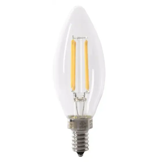 FEIT BPCTC40/827/LED/2 300 Lumen E12 2700K Dimmable Torpedo Tip LED Bulb - Warm White Candelabra Base Light for Chandeliers, Ceiling Fans & Decorative Fixtures