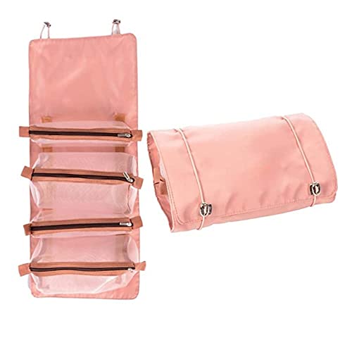 4 in 1 Foldable Travel Toiletry Bag with Detachable Makeup Pouch - Waterproof Cosmetic Organizer for Women | Perfect for Airplane Carry-on, Gym, Camping & Business Trips