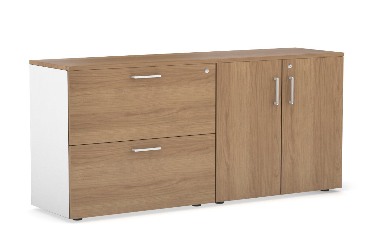 2-Drawer Lateral File Cabinet with 2-Door Storage Cupboard - Office Organization & Document Storage Solution for Home & Business Workspaces