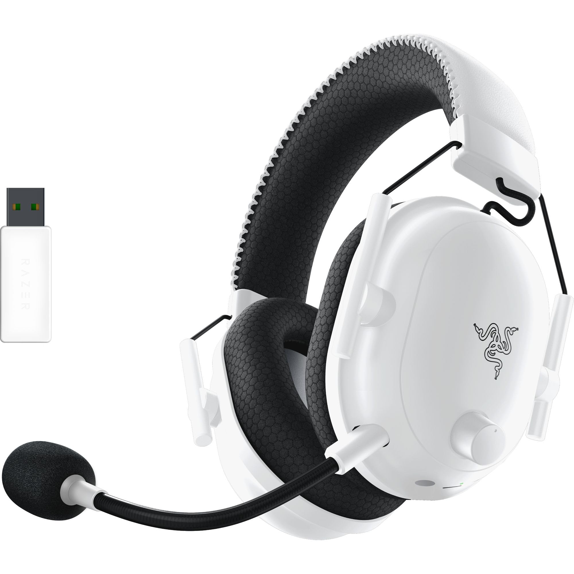Razer BlackShark V2 Pro Wireless Gaming Headset with THX 7.1 Spatial Surround Sound - 50mm Drivers - Detachable Mic - Compatible with PC, PS5, PS4, Nintendo Switch - White - Perfect for Competitive Gaming & Immersive Audio Experience