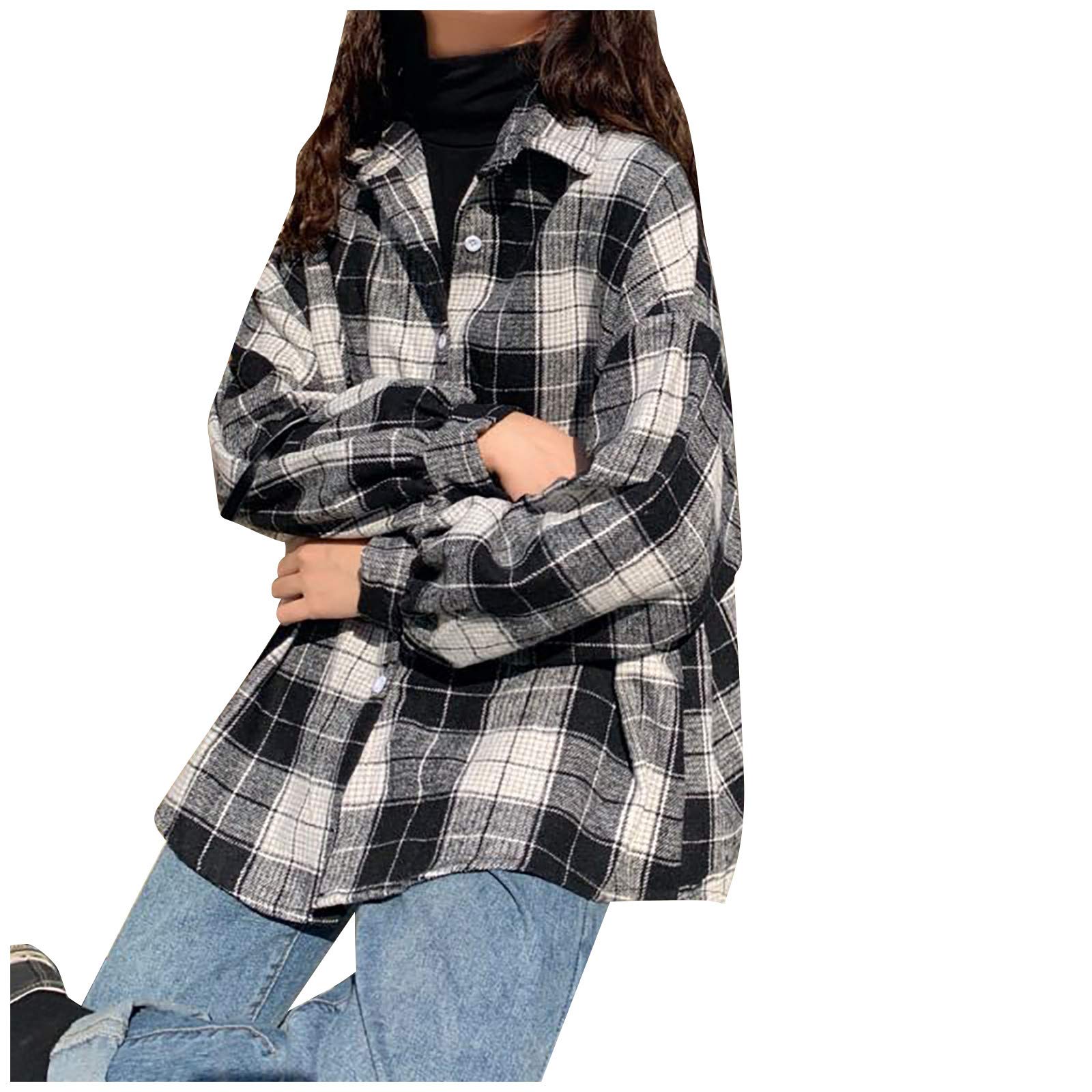Women's Casual Plaid Long Sleeve Shirt - Fashion Button Down Cardigan Top & Layering Piece for Fall | Office Wear, Date Night & Weekend Outfits