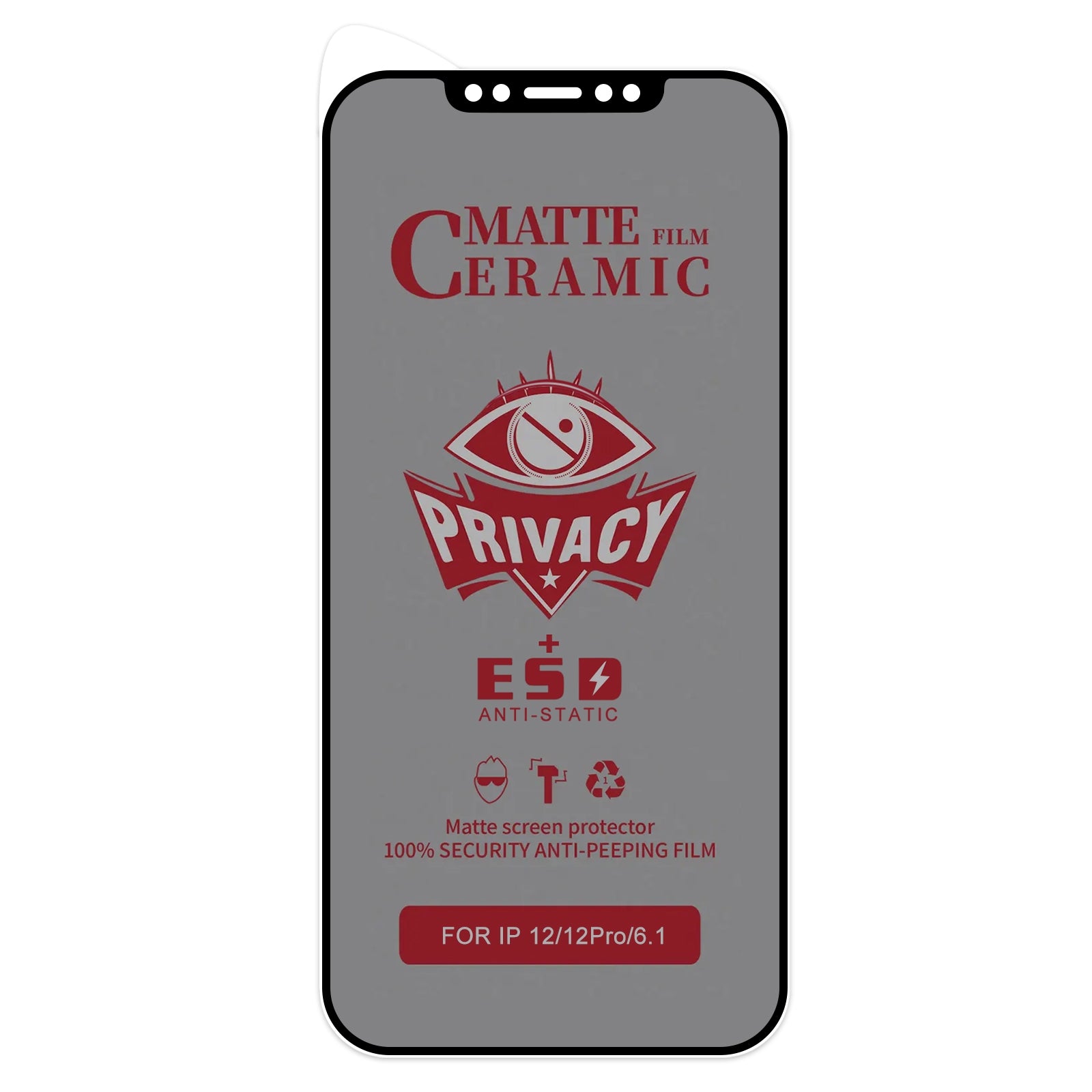Privacy Screen Protector for iPhone 12 Pro Max - Anti-Spy Tempered Glass with HD Clarity - Perfect for Office, Banking & Personal Data Protection