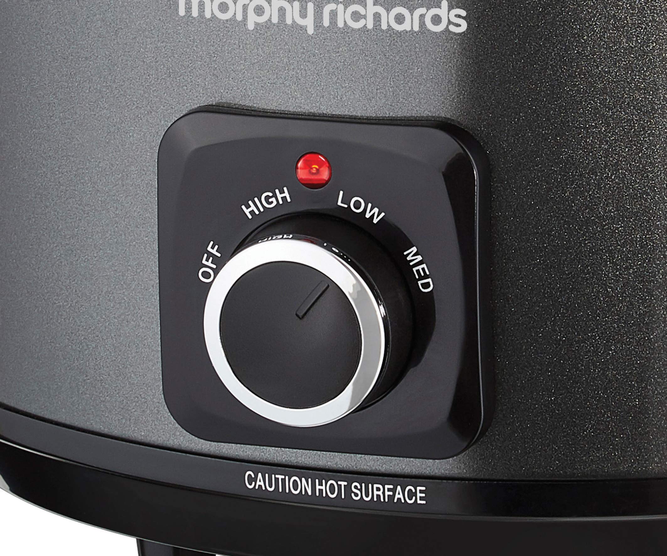 Morphy Richards 6.5L Slow Cooker with Detachable Hinged Lid - Shatterproof Aluminum Pot, 3 Heat Settings, Hob Safe, Easy to Clean (163W, Black, Model 461020) - Perfect for Stews, Soups, and Family Meals