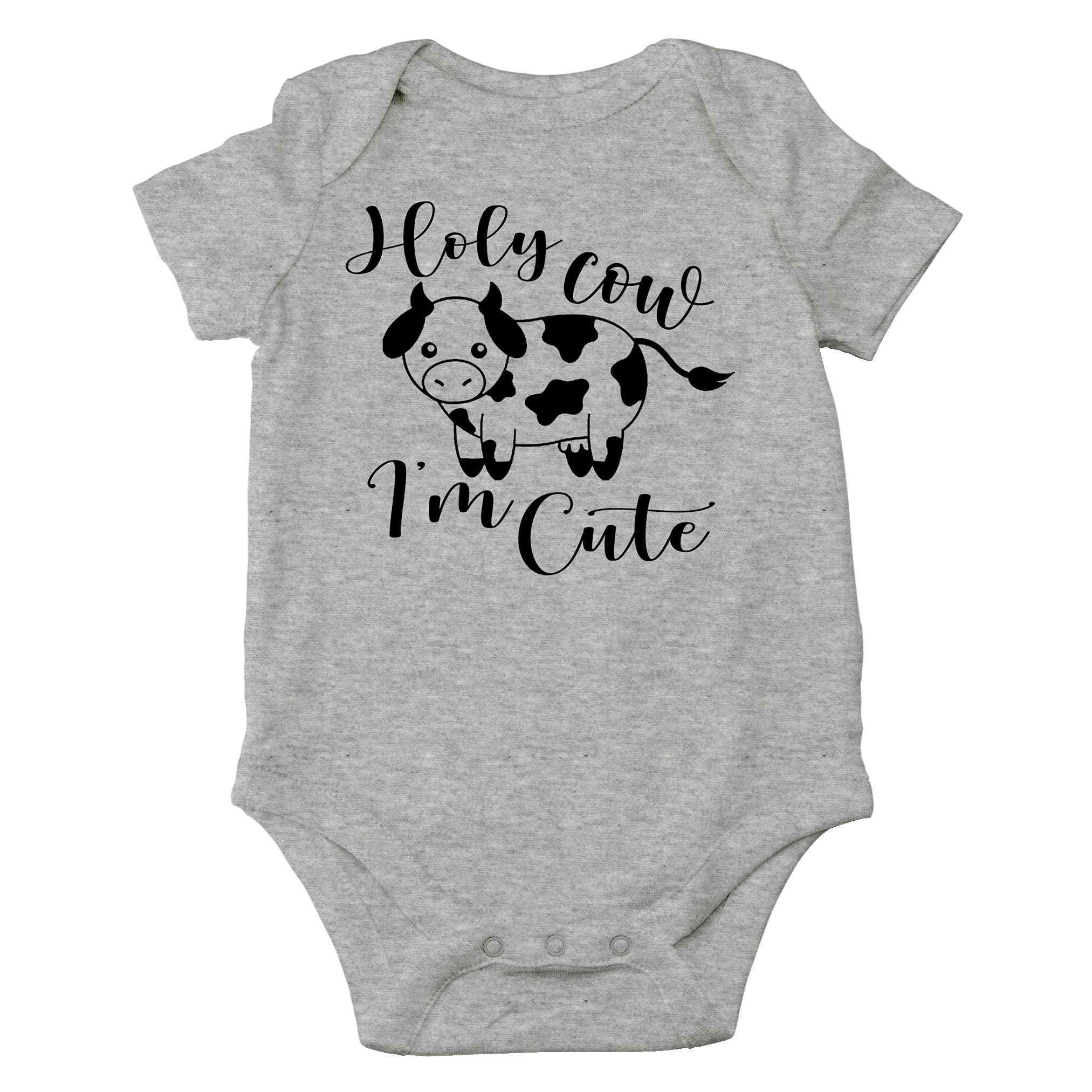Funny Baby Bodysuit - Holy Cow I'm Cute Outfit for Newborn Boys & Girls | Gender Neutral Infant Clothes for Announcement Photos, Baby Showers & First Birthday Parties