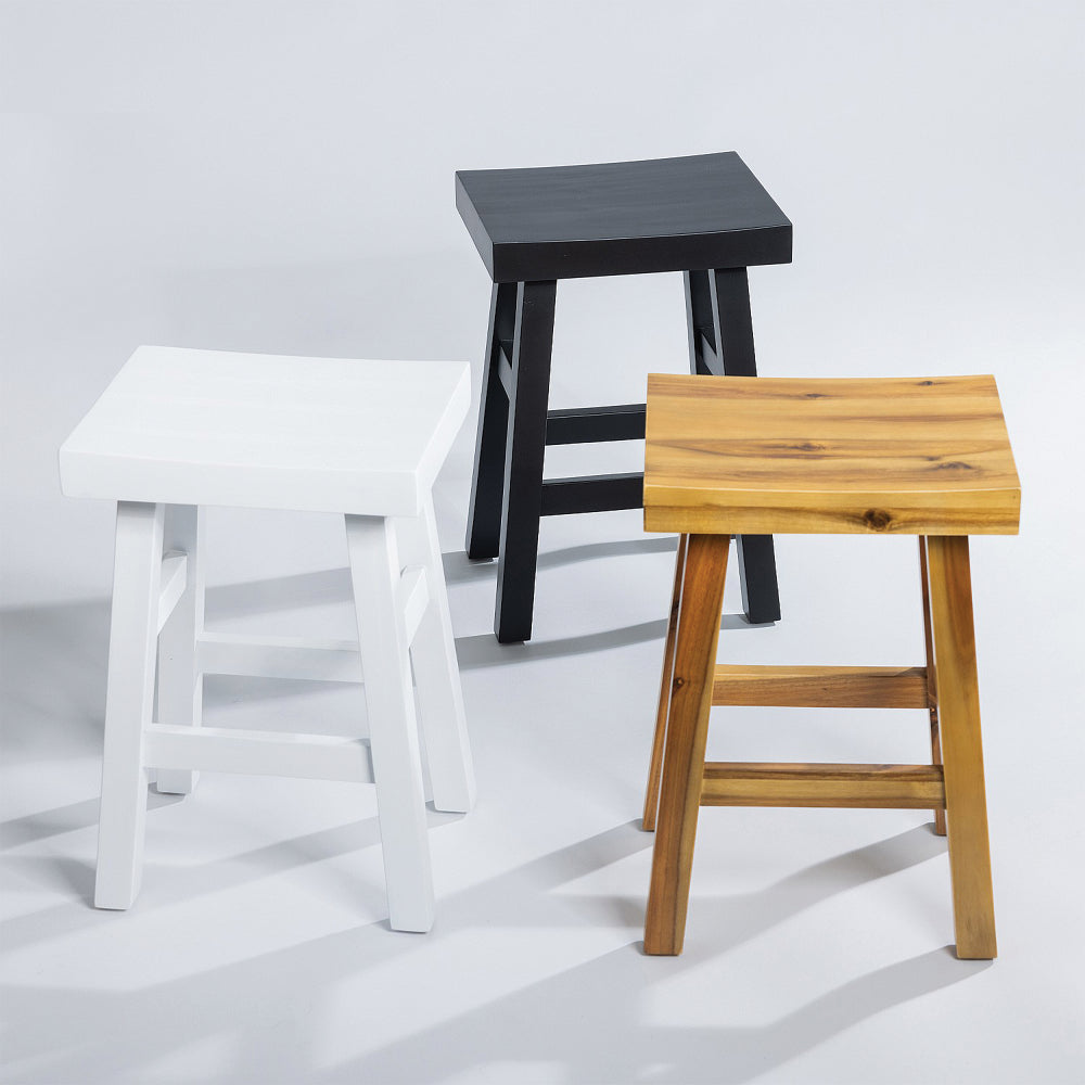 Dylan Solid Oak Wooden Stool 29x35x51cm - Rustic Bar Stool, Kitchen Island Stool, Dining Room Stool for Home Decor