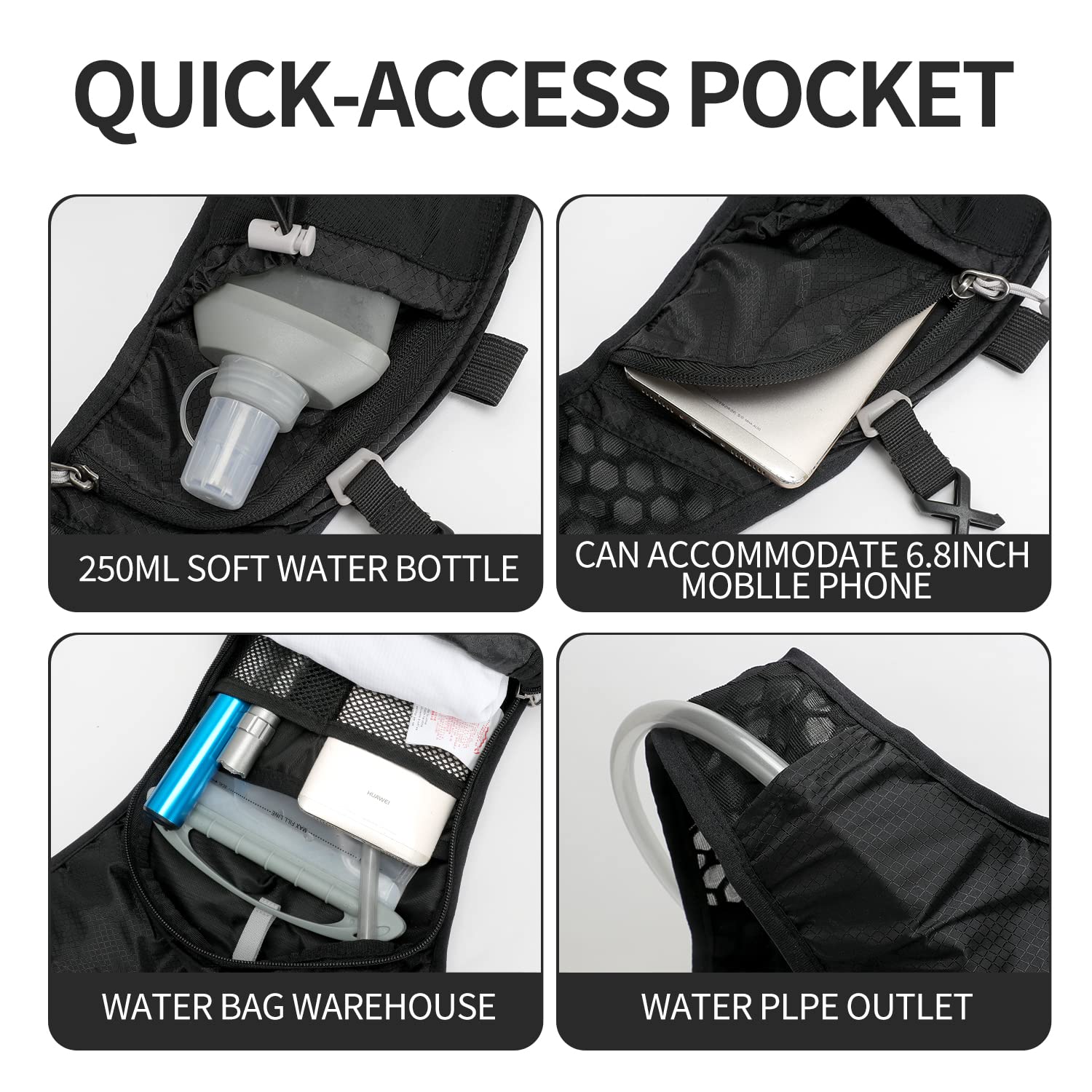 Lightweight Hydration Pack Backpack with 2L Leakproof Water Bladder - Running & Hiking Hydration Vest for Men & Women - Perfect for Outdoor Activities, Trail Running, Cycling & Camping