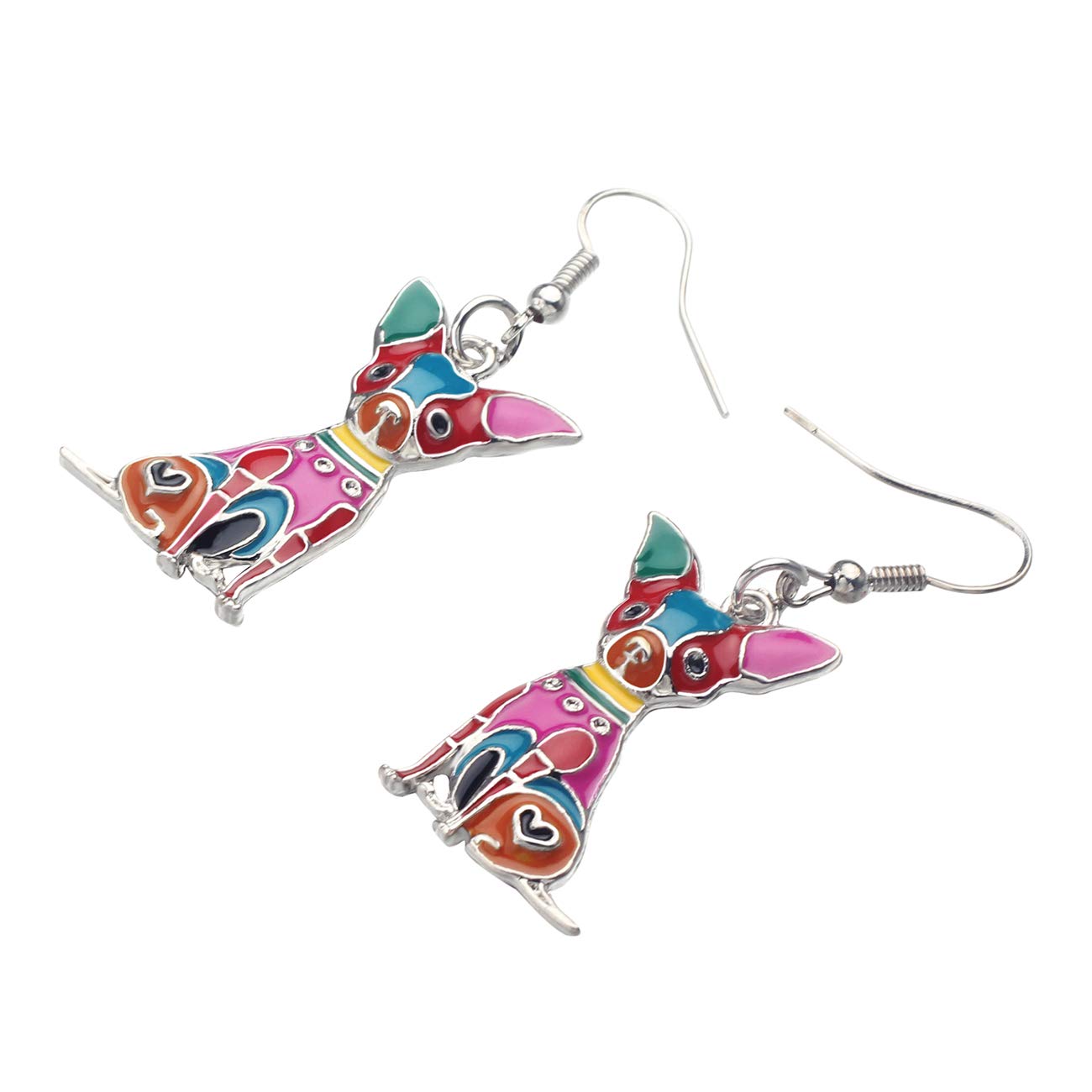 BONSNY Enamel Chihuahua Dog Earrings for Women - Fun Pet Jewelry for Casual Wear