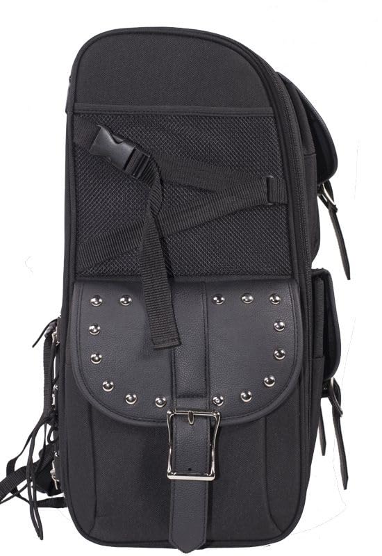 Excelsior International Motorcycle Large Sissy Bar Travel Bag - Black Waterproof Backpack for Harley, Cruiser & Touring Bikes - Perfect for Road Trips & Long-Distance Riding