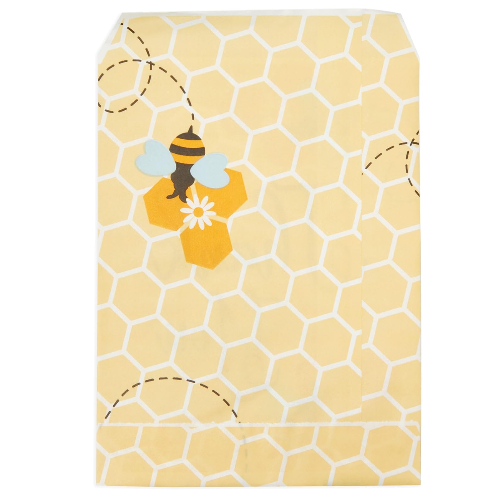 Bumble Bee Paper Treat Bags for Baby Shower & Party Favors - 5x7 Inch Goodie Bags for Gifts, Decorations (Pack of 100) - Perfect for Gender Reveals, Birthday Parties & Wedding Favors