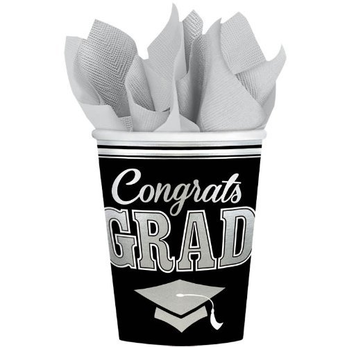 Amscan Graduation Class 9oz Paper Cups (8 Count) - Perfect for Graduation Parties, School Events & Celebrations