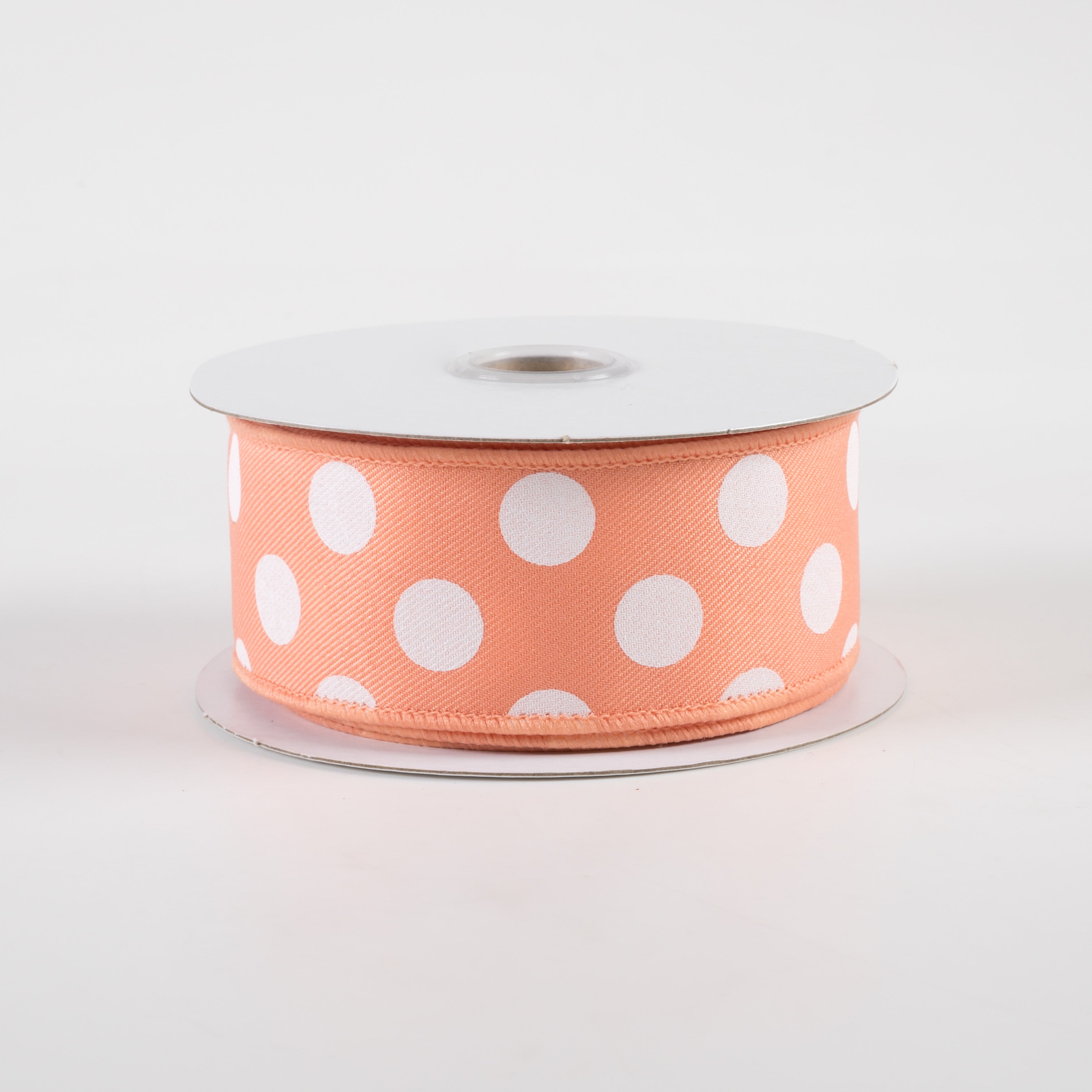 1.5 Inch Polka Dot Ribbon - Peach & White Decorative Ribbon (10 Yards) for Gift Wrapping, DIY Crafts, and Party Decorations